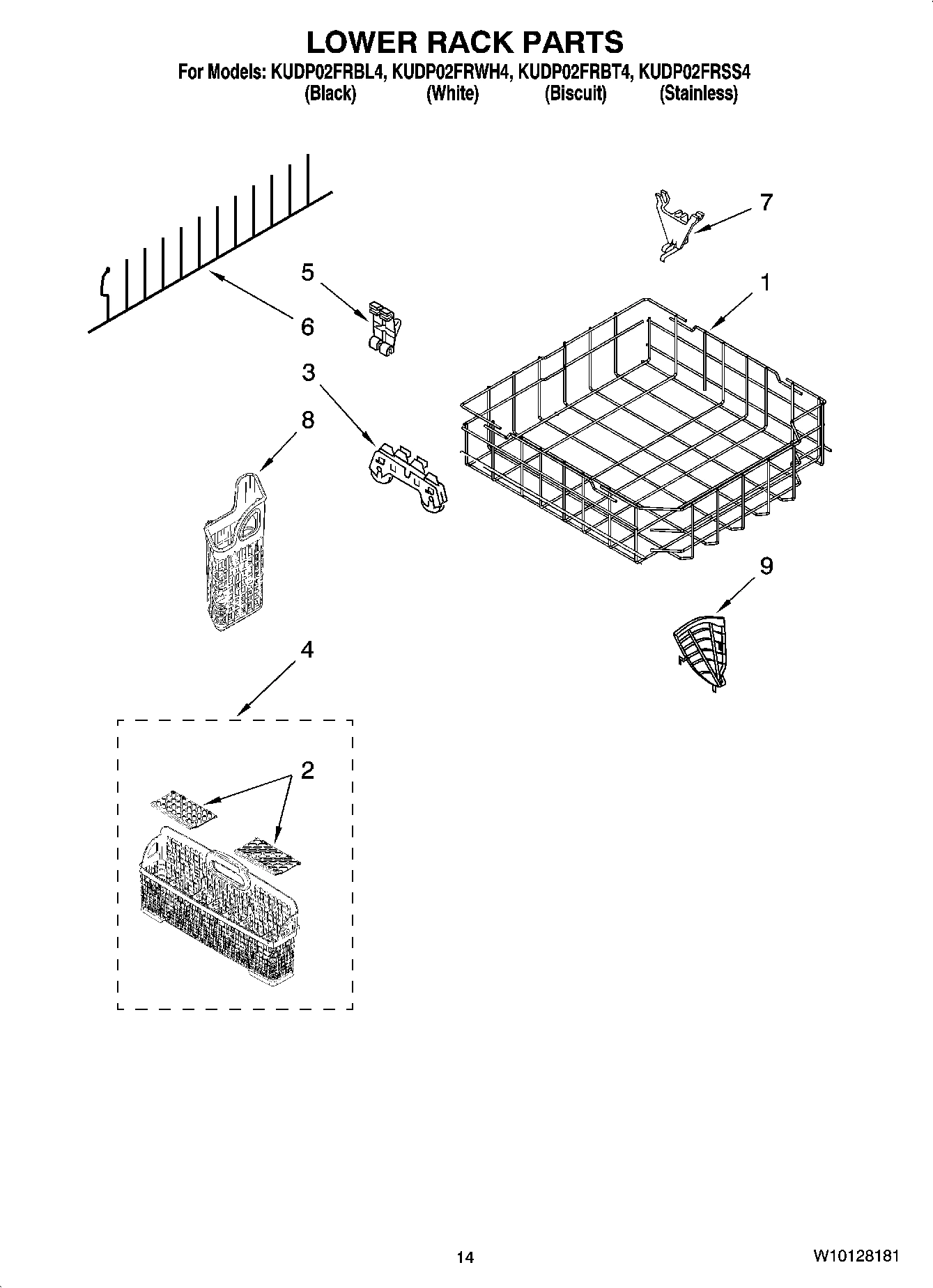 11 - LOWER RACK PARTS, OPTIONAL PARTS (NOT INCLUDED)