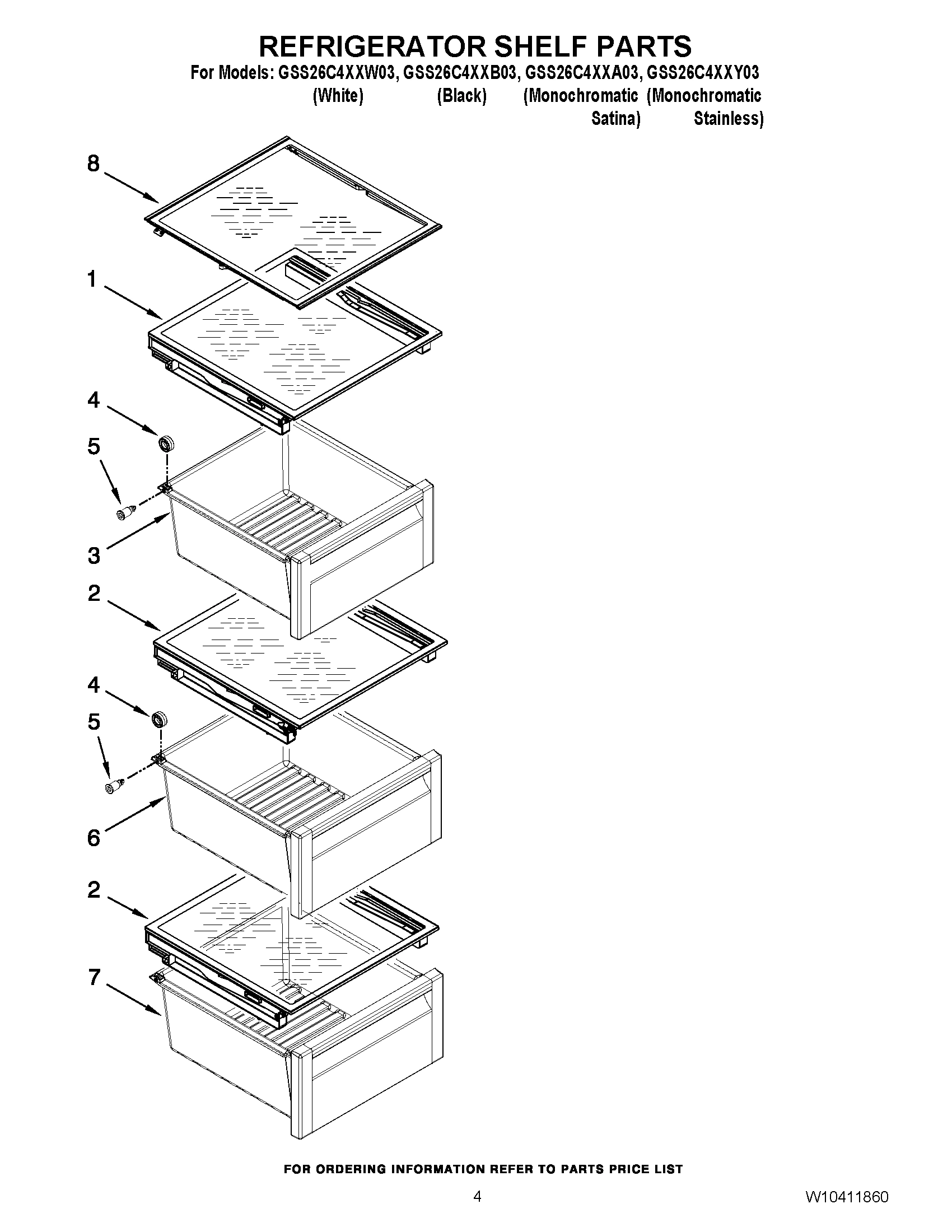 03 - REFRIGERATOR SHELF PARTS