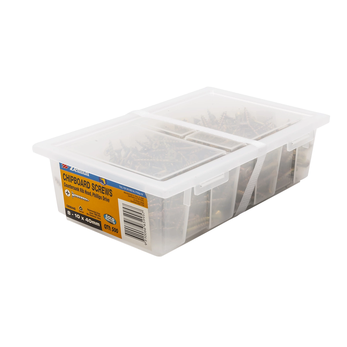 ZENITH® 8G x 40mm Gold Passivated Chipboard Screws (Phillips Drive) – 500 Pack