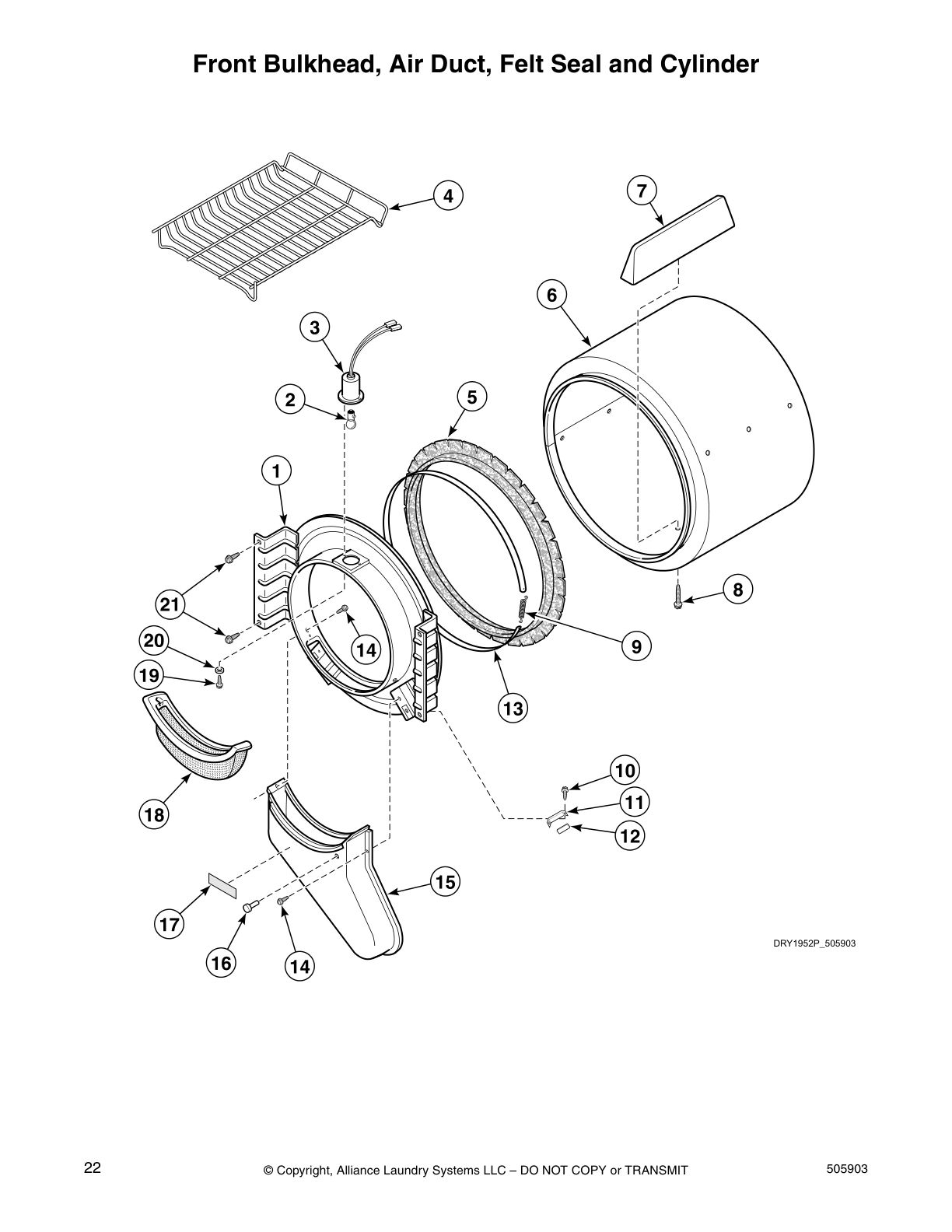 Front Bulkhead, Air Duct, Felt Seal and Cylinder
