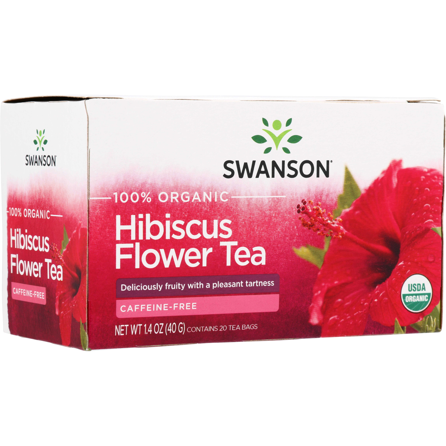 Swanson Vitamins 100% Organic Hibiscus Flower Tea - Caffeine Free | 20 Bags