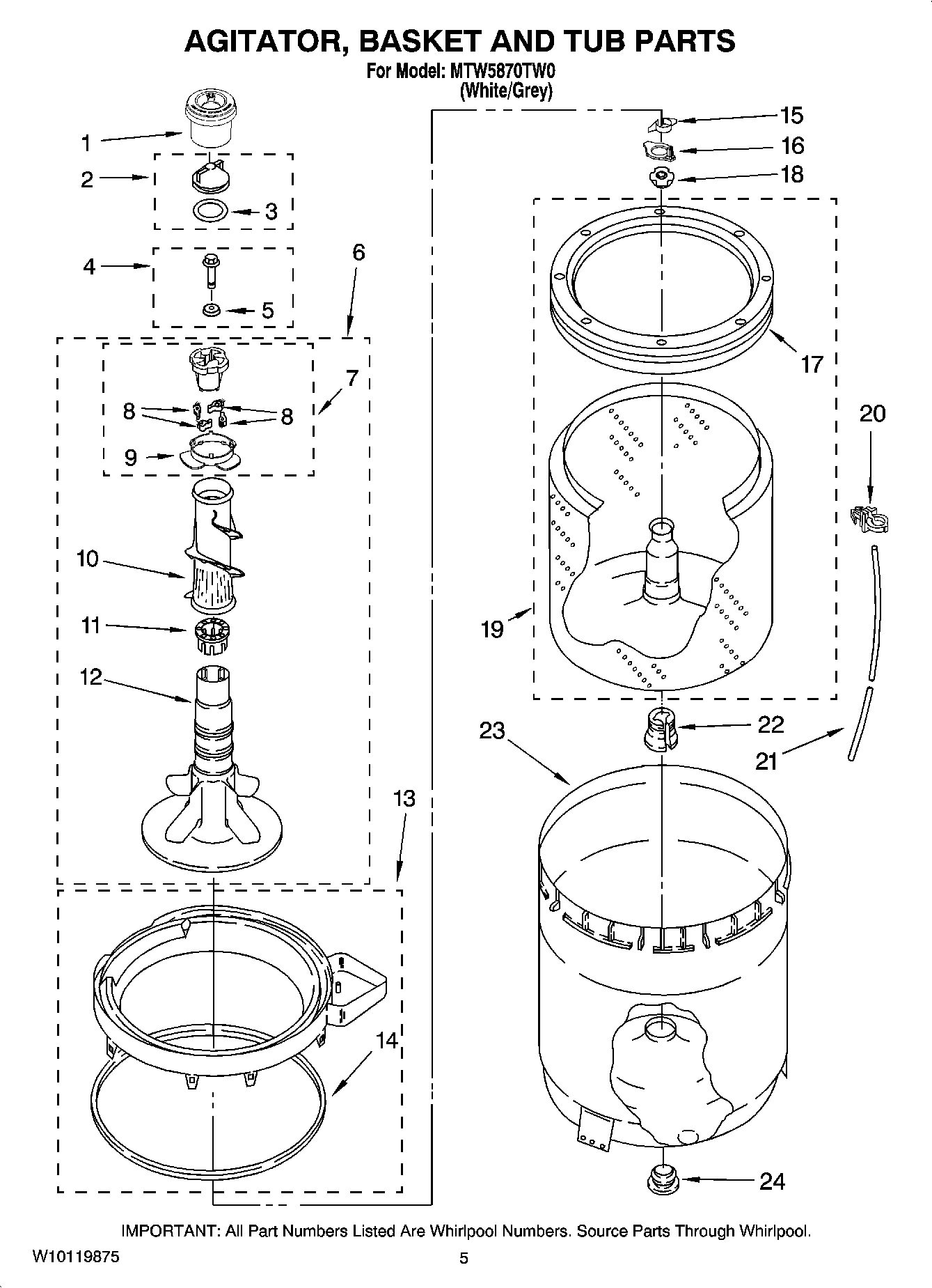 03 - AGITATOR, BASKET AND TUB PARTS