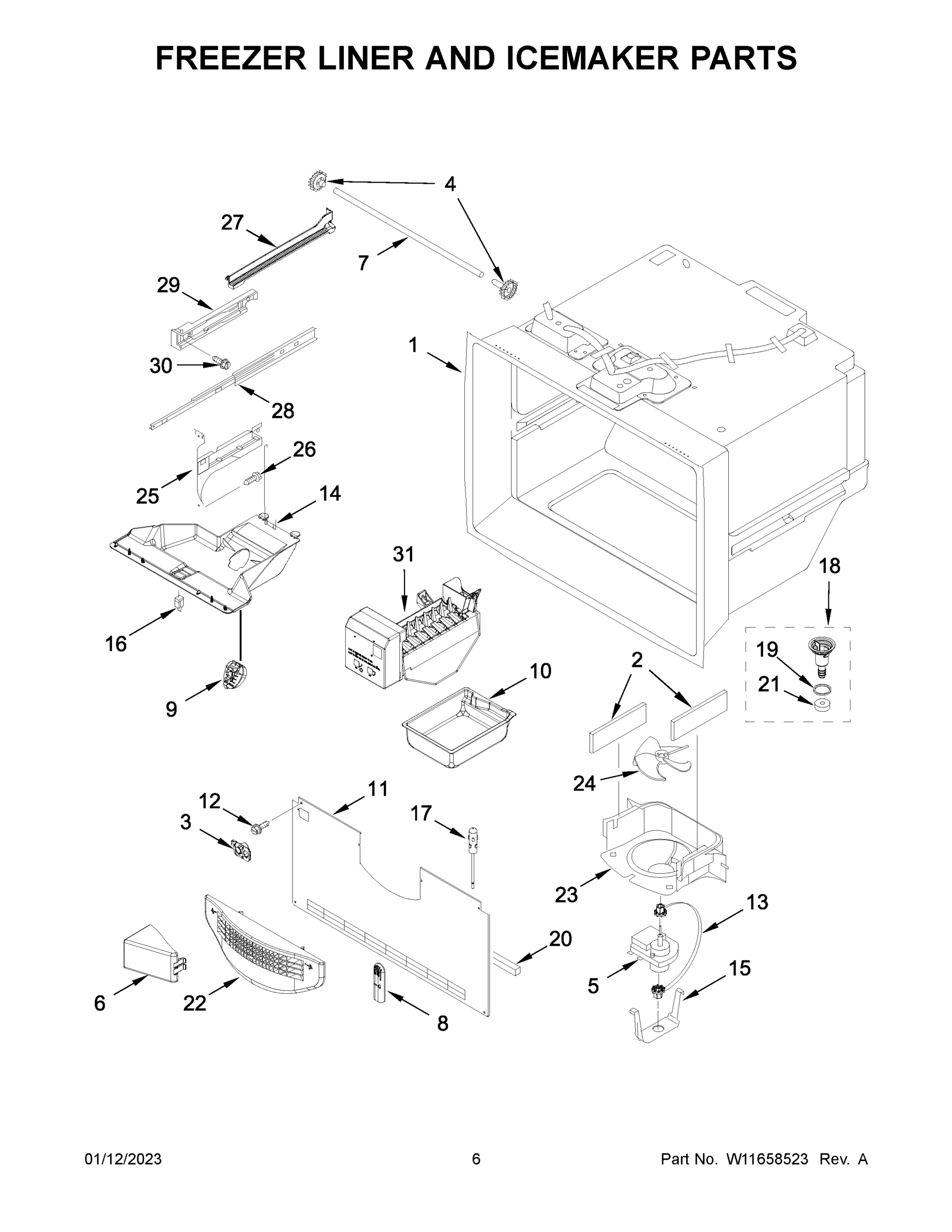 04 - FREEZER LINER AND ICEMAKER PARTS
