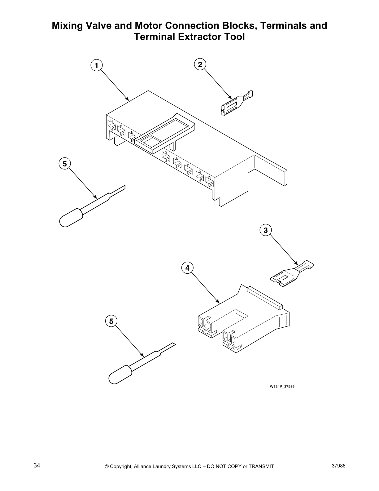 Mixing Valve and Motor Connection Blocks, Terminals and
Terminal Extractor Tool