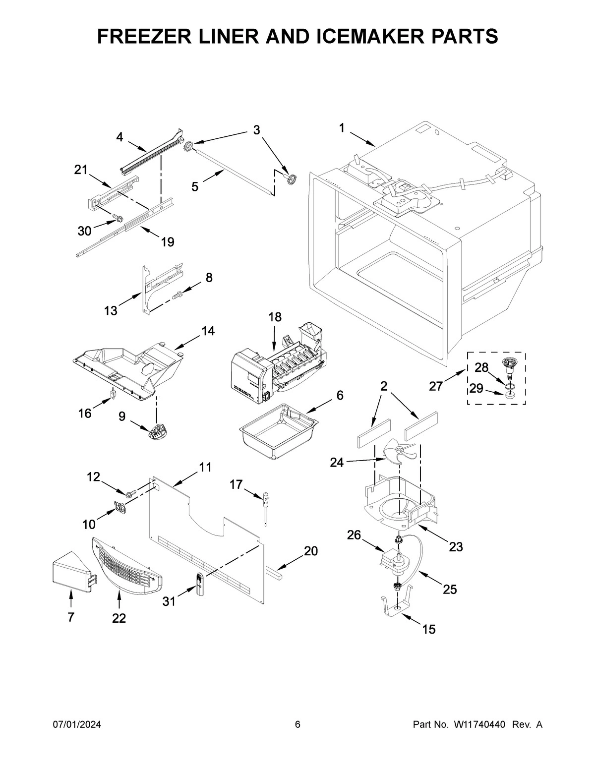 04 - FREEZER LINER AND ICEMAKER PARTS