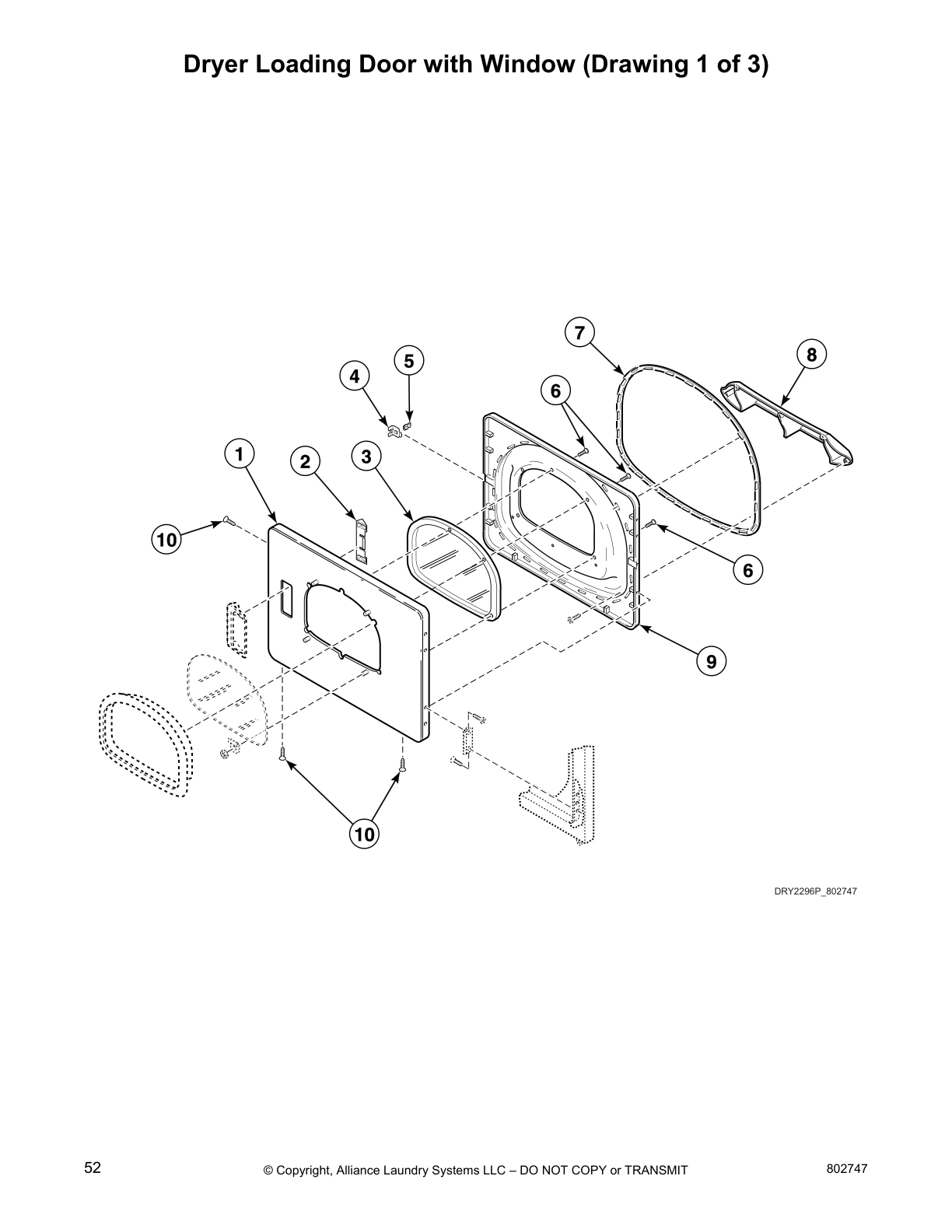 Dryer Loading Door with Window (Drawing 1 of 3)