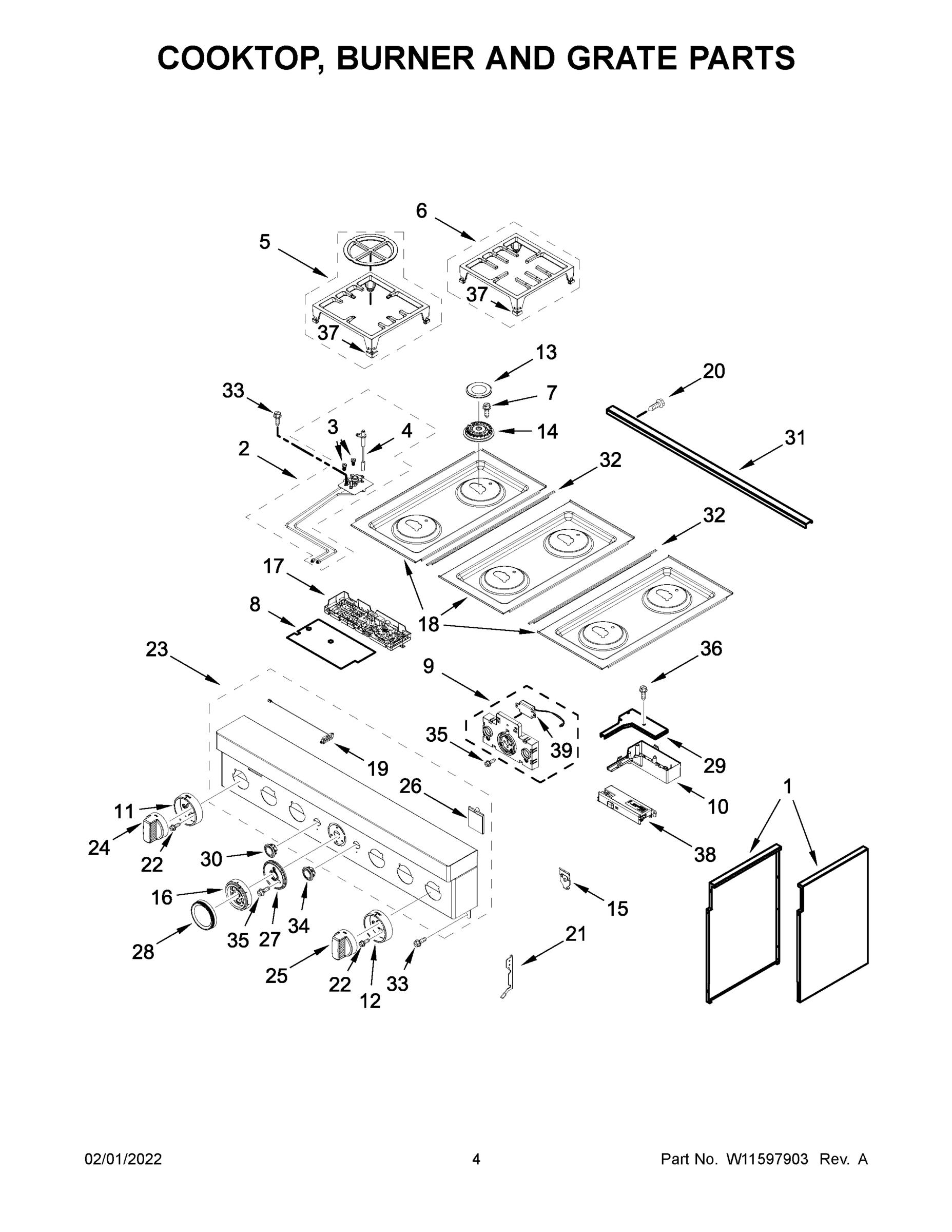 03 - COOKTOP, BURNER AND GRATE PARTS