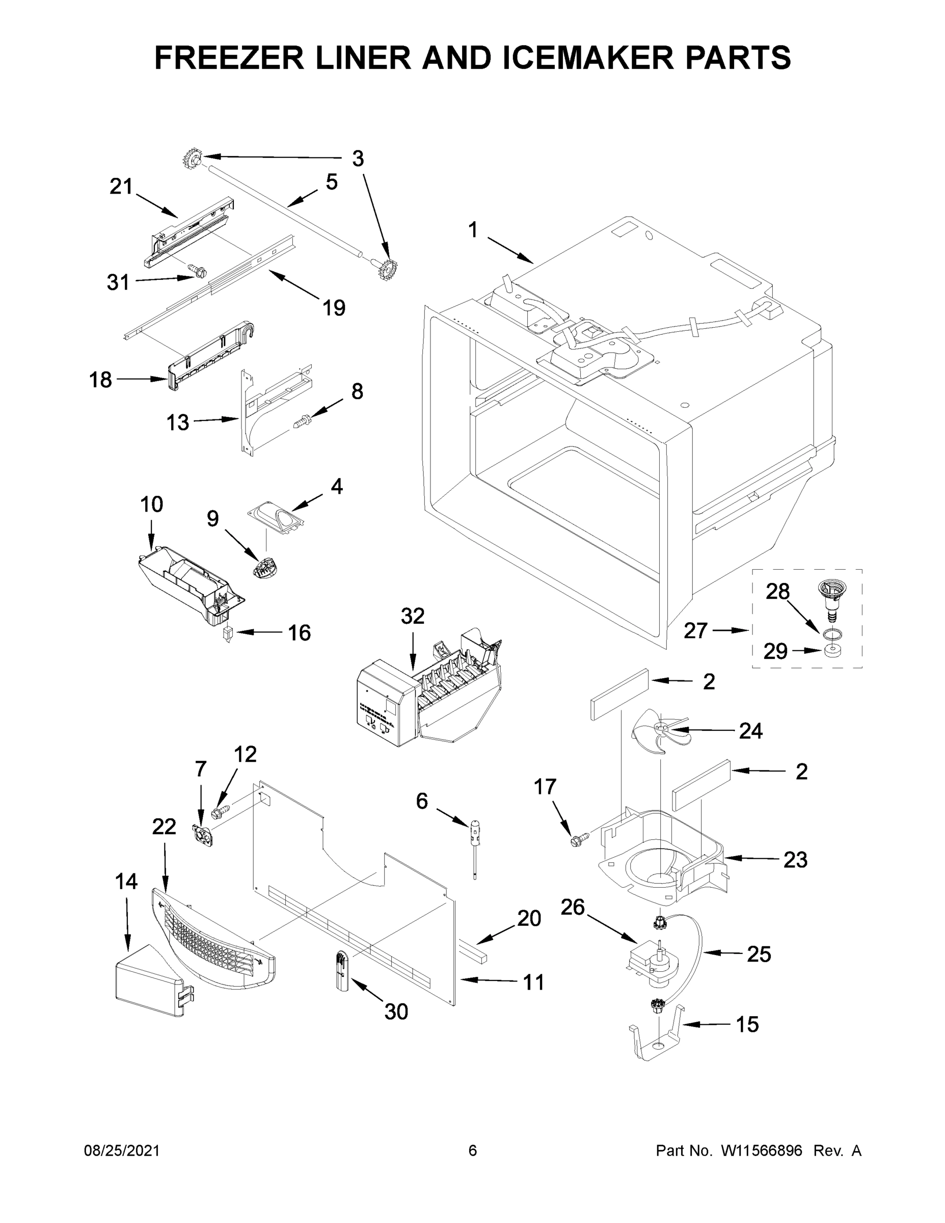 04 - FREEZER LINER AND ICEMAKER PARTS