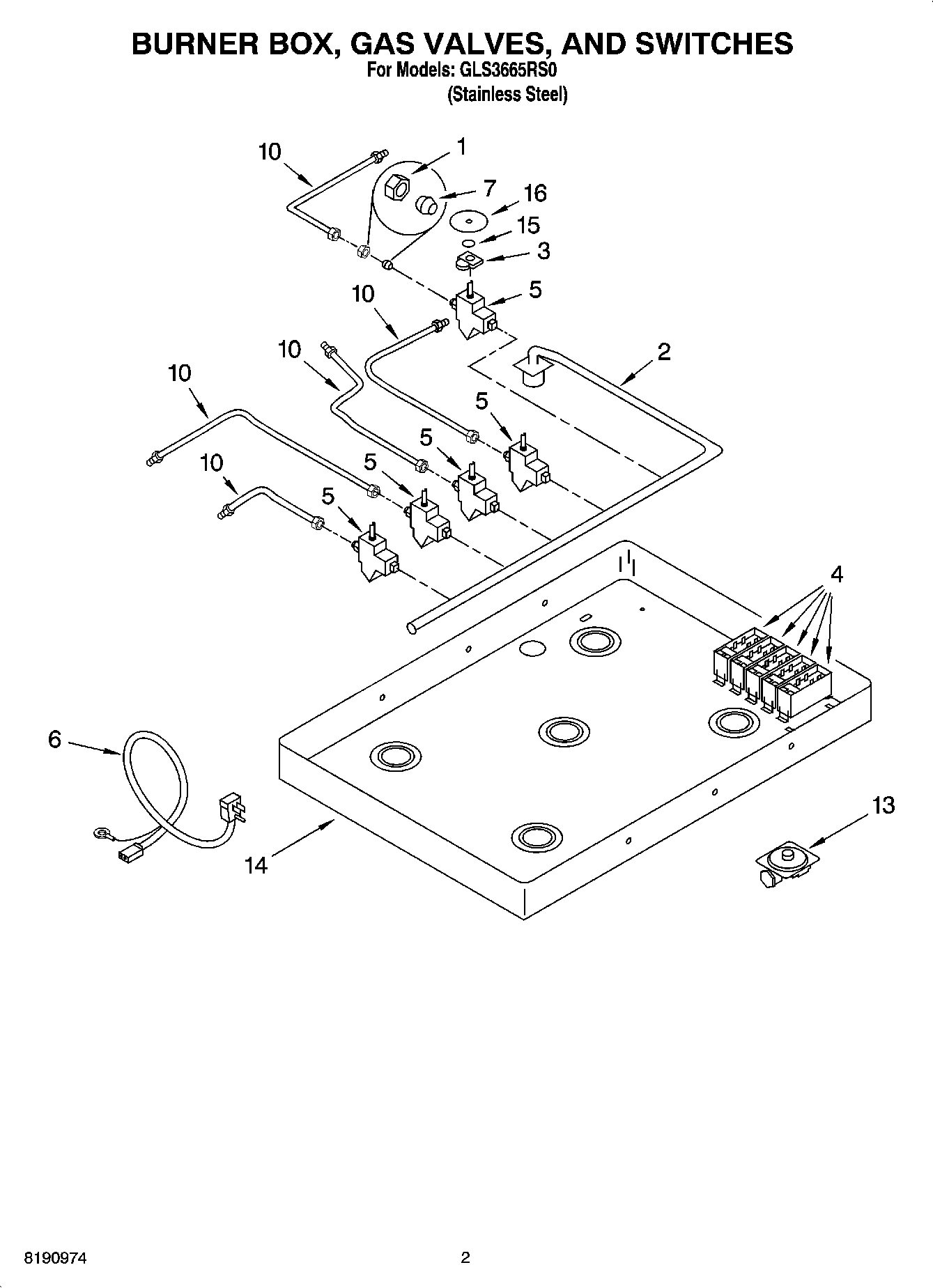 02 - BURNER BOX, GAS VALVES, AND SWITCHES