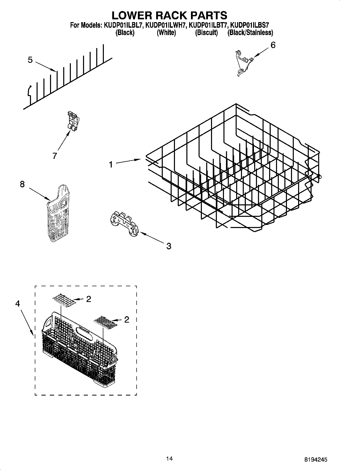 11 - LOWER RACK PARTS, OPTIONAL PARTS (NOT INCLUDED)