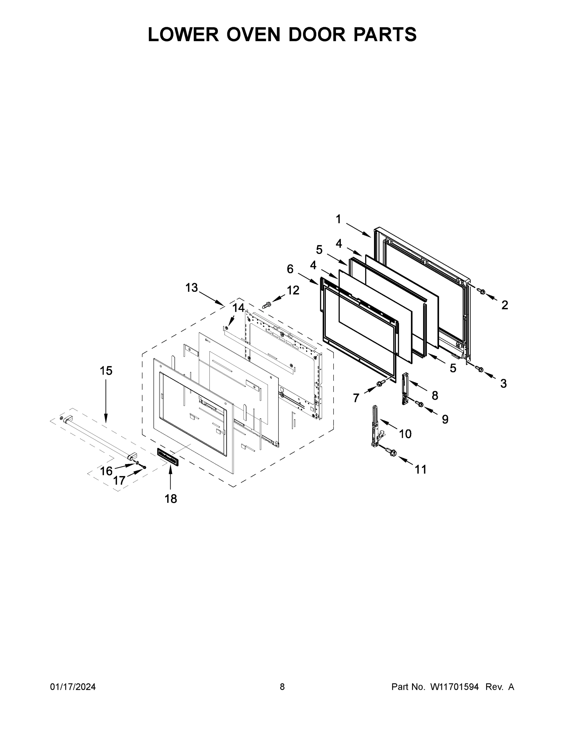 05 - LOWER OVEN DOOR PARTS