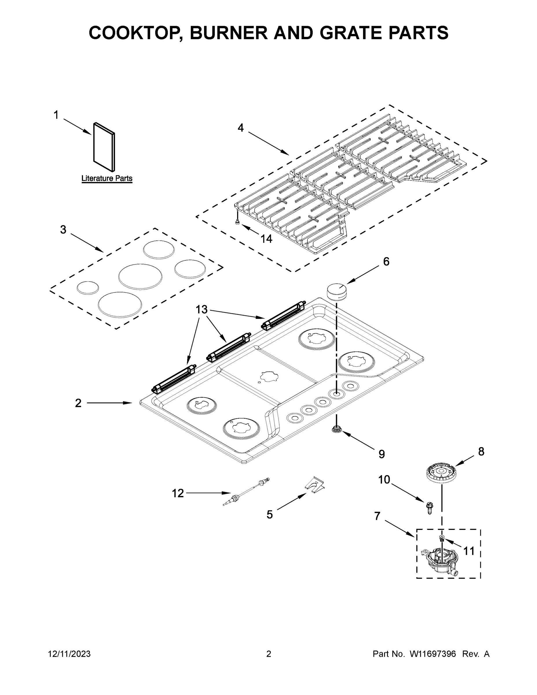 02 - COOKTOP, BURNER AND GRATE PARTS