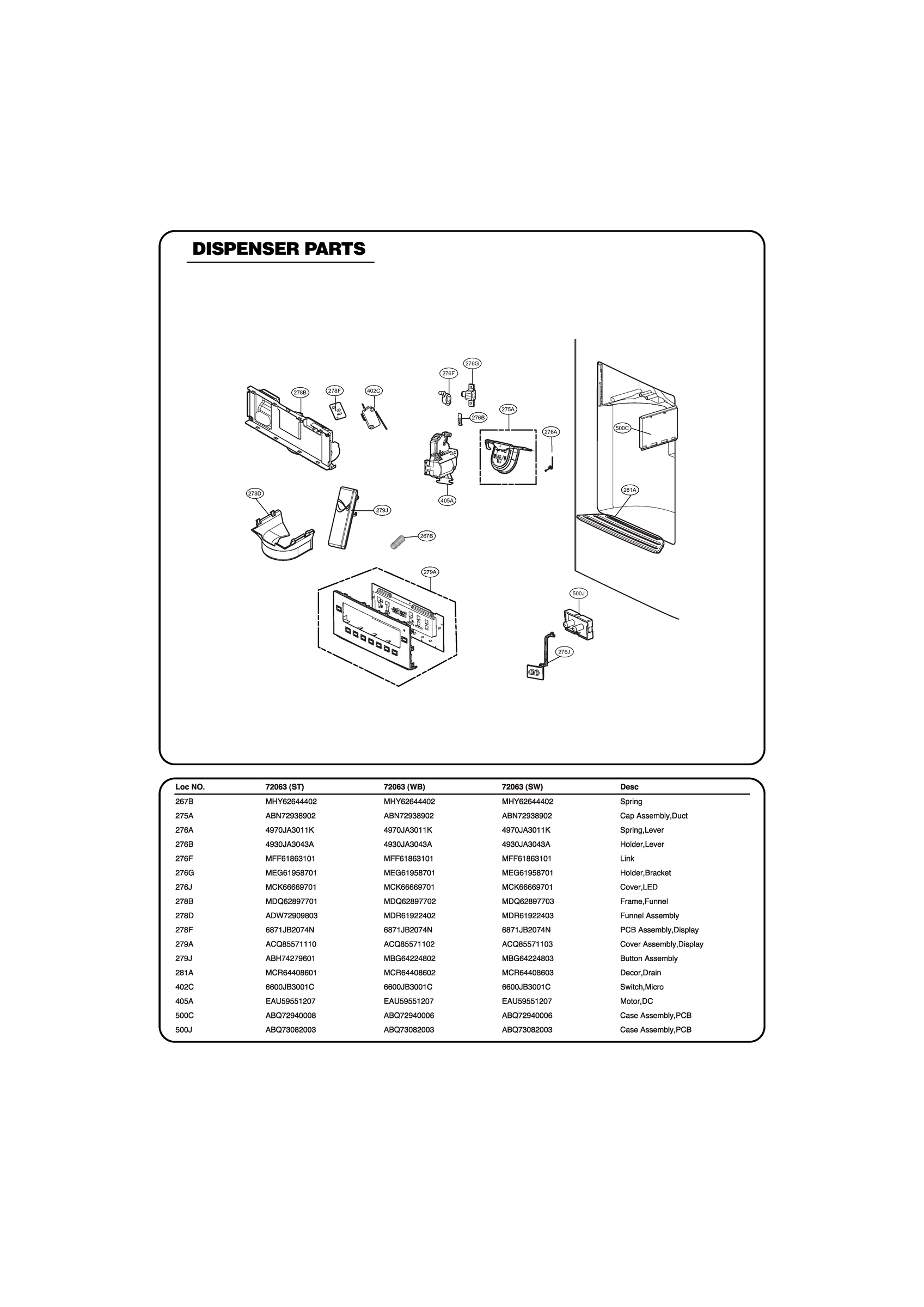 DISPENSER PARTS