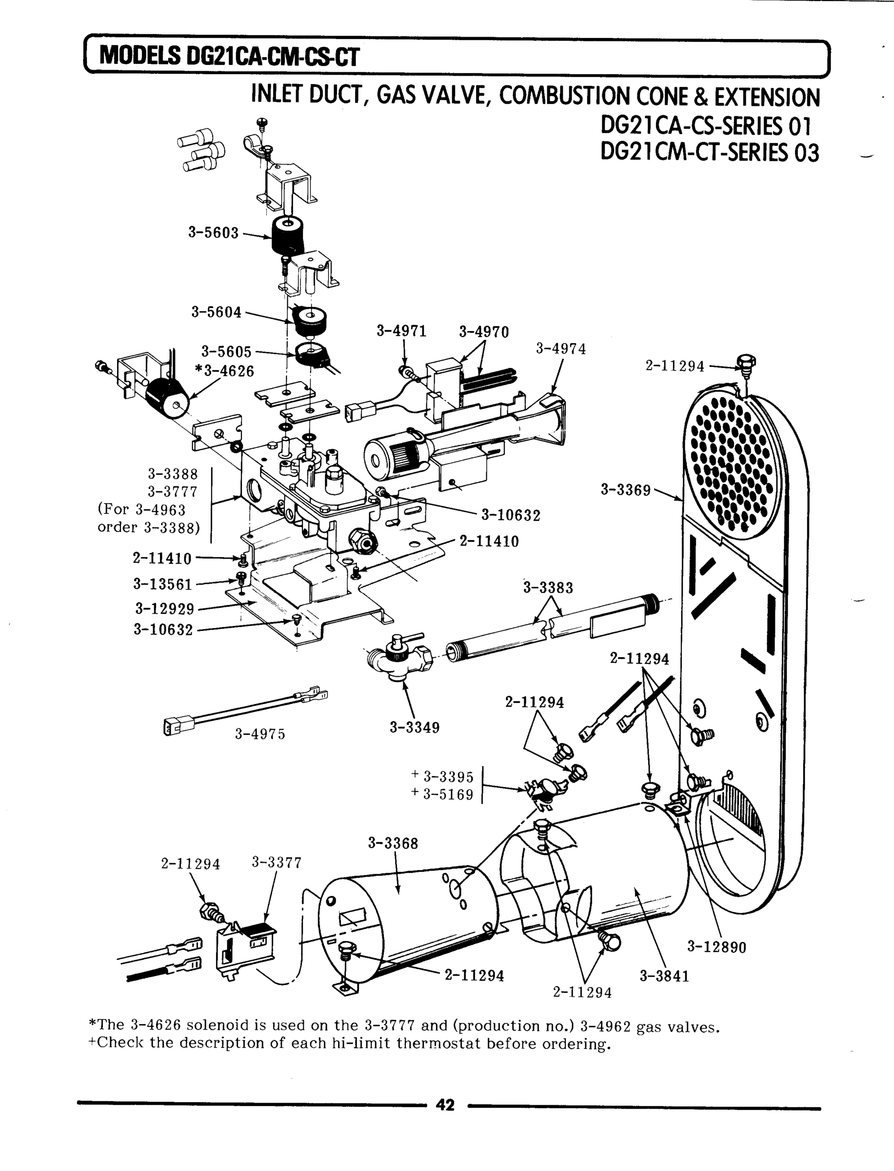 12 - INLET DUCT, GAS VALVE & COMBUSTION CONE