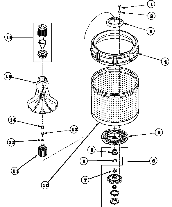 03 - AGITATOR/DRIVE BELL/SEAL KIT/TUB & HUB