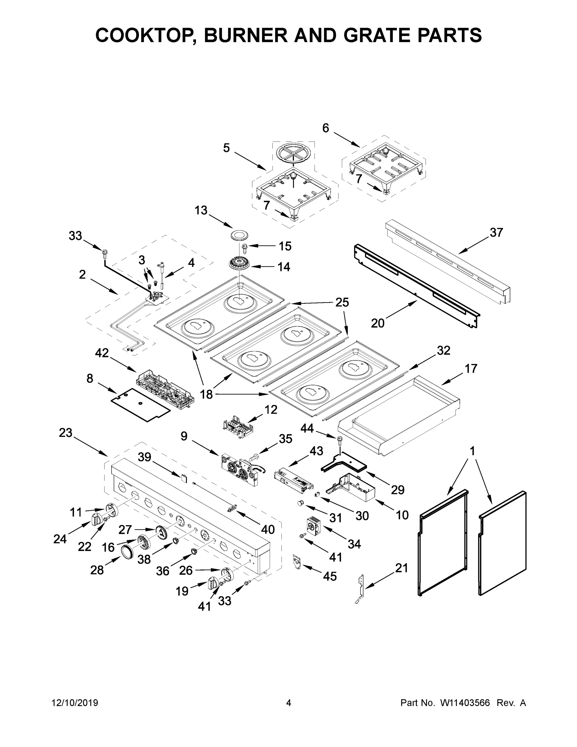 03 - COOKTOP, BURNER AND GRATE PARTS