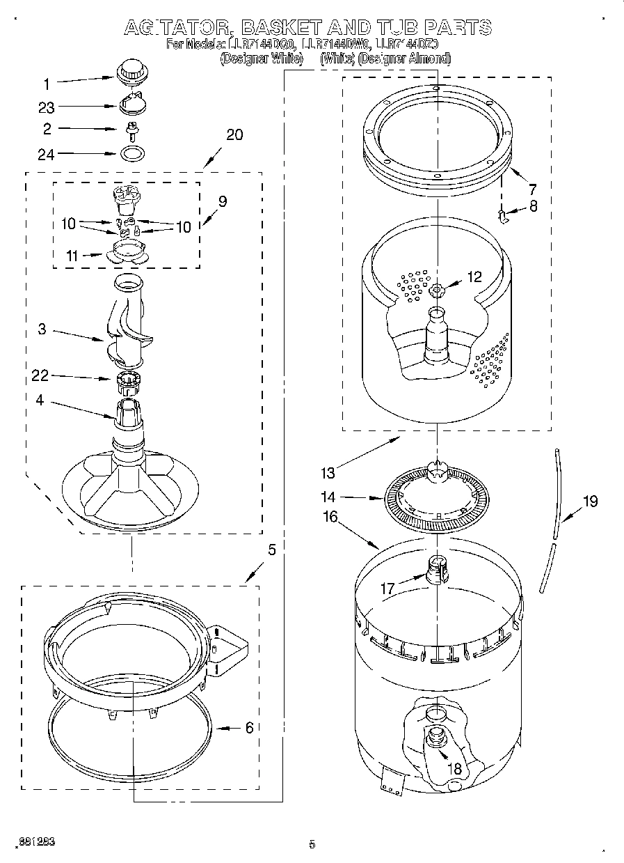 03 - AGITATOR, BASKET AND TUB