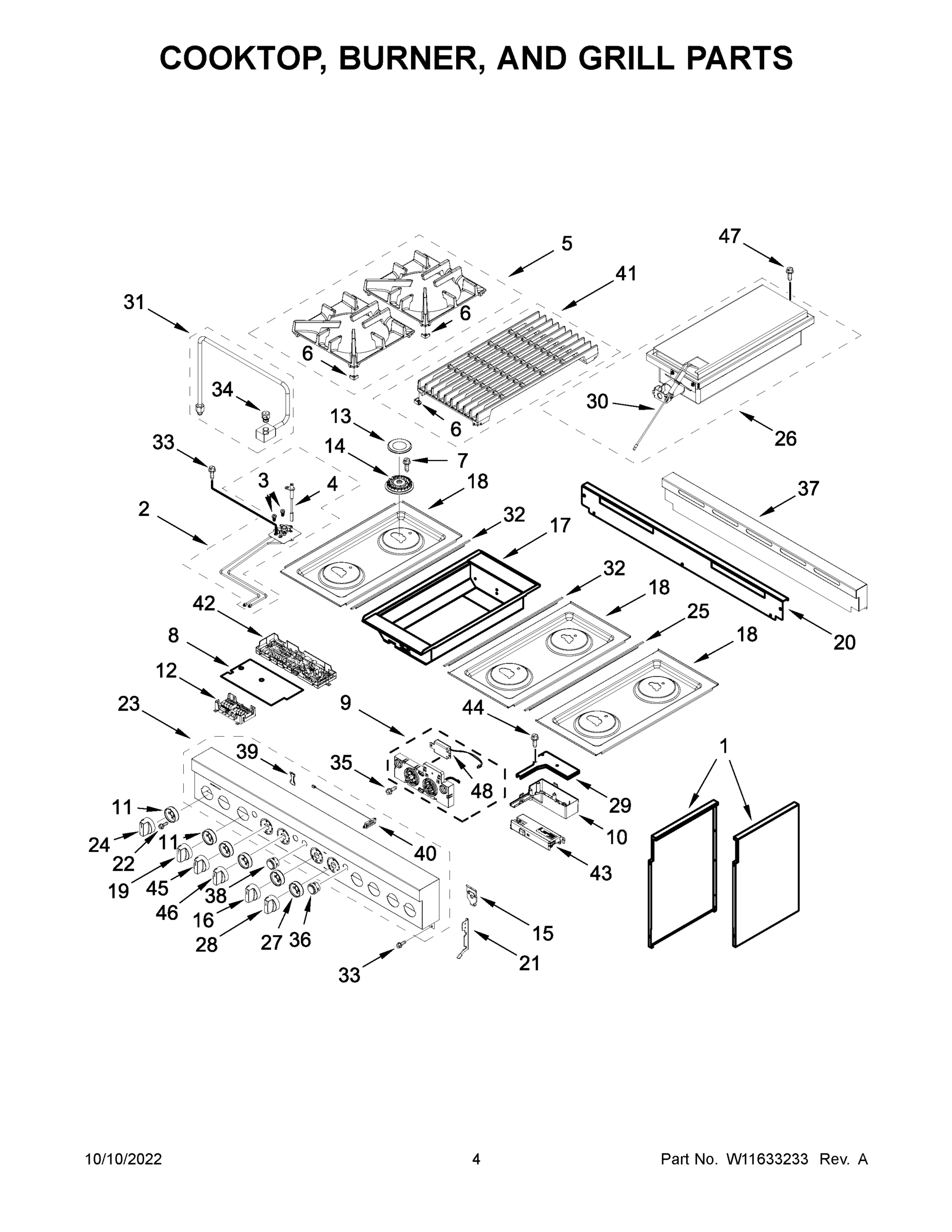 03 - COOKTOP, BURNER, AND GRILL PARTS