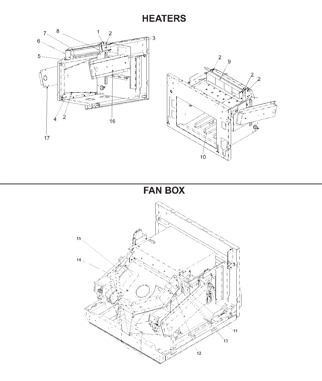 HEATERS, WAVEGUIDES, FAN BOX