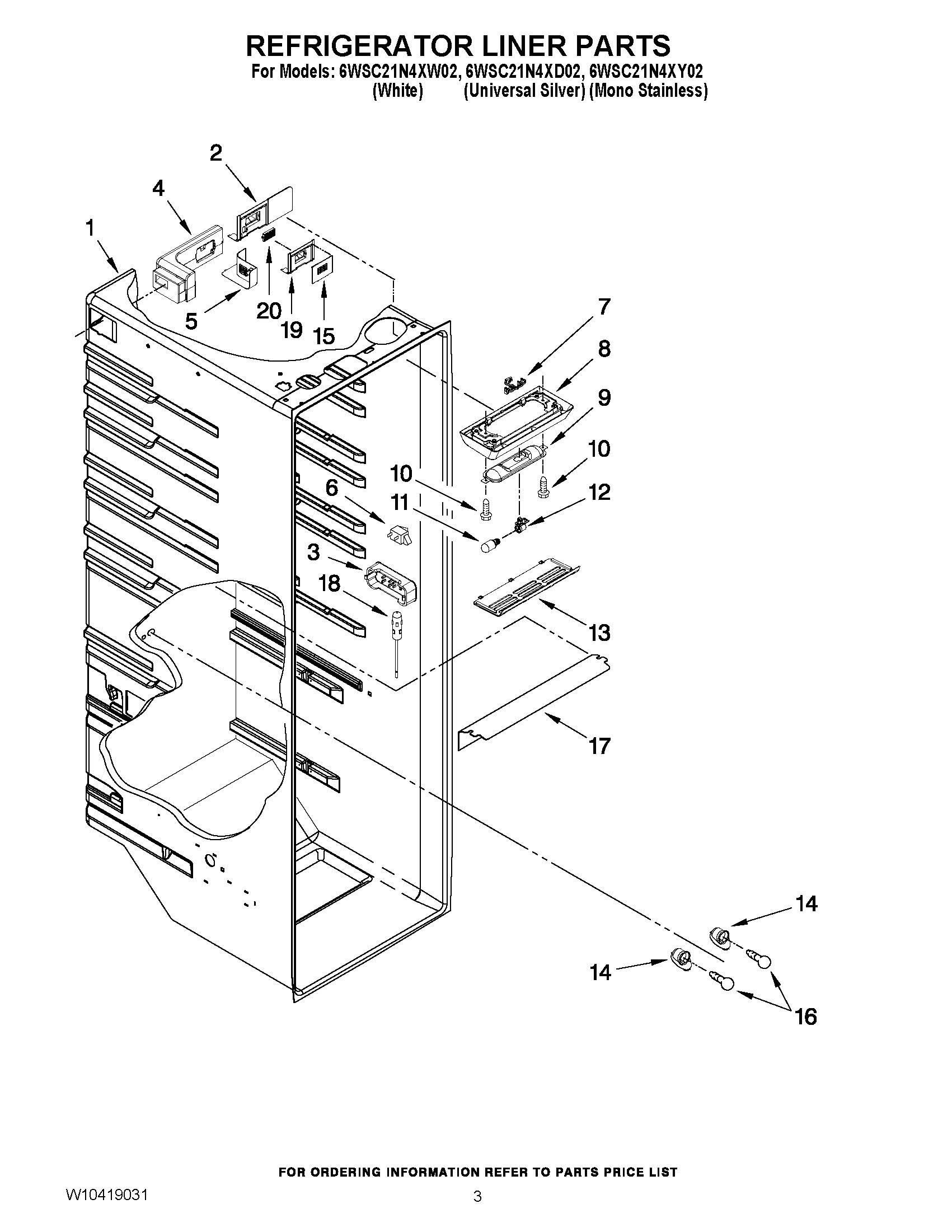 02 - REFRIGERATOR LINER PARTS