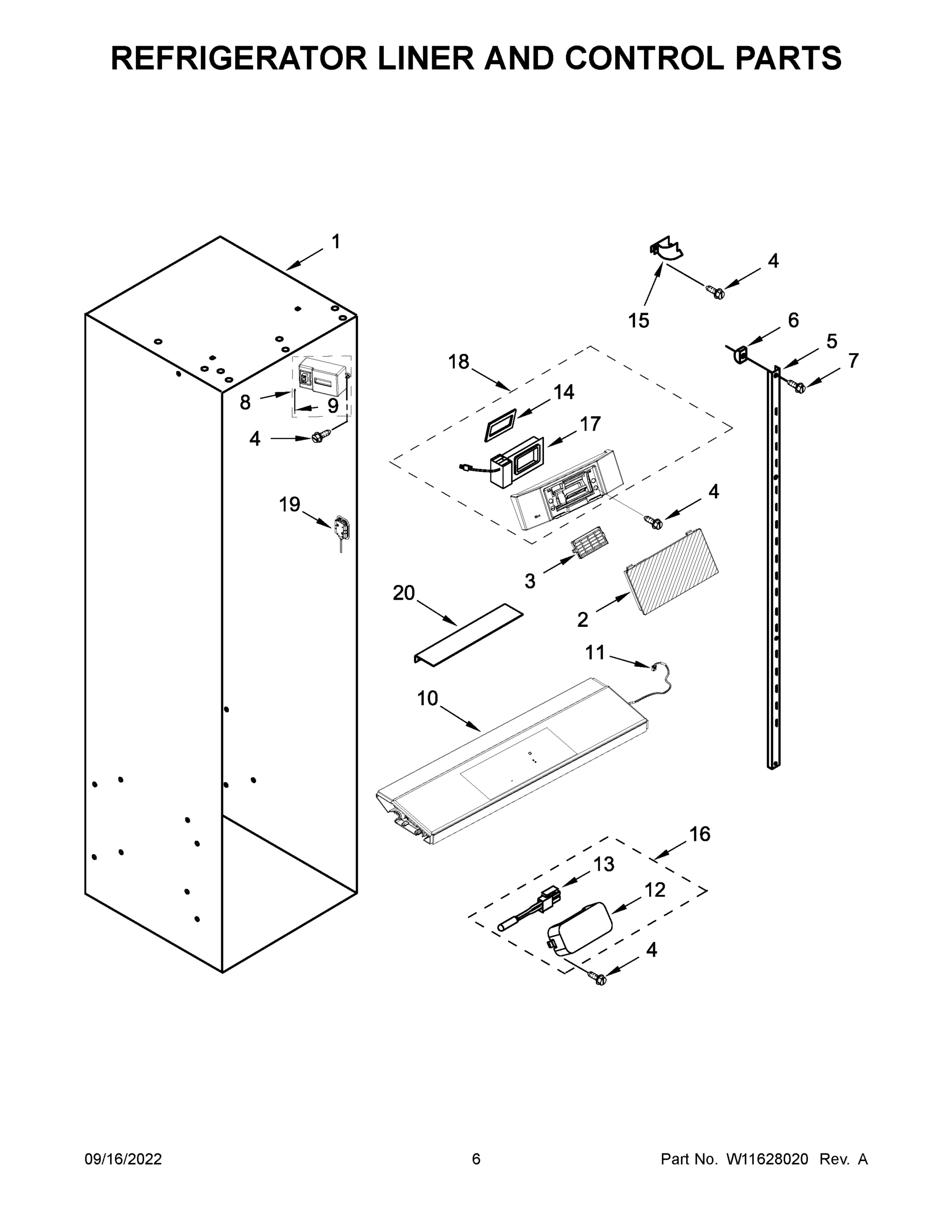 04 - REFRIGERATOR LINER AND CONTROL PARTS