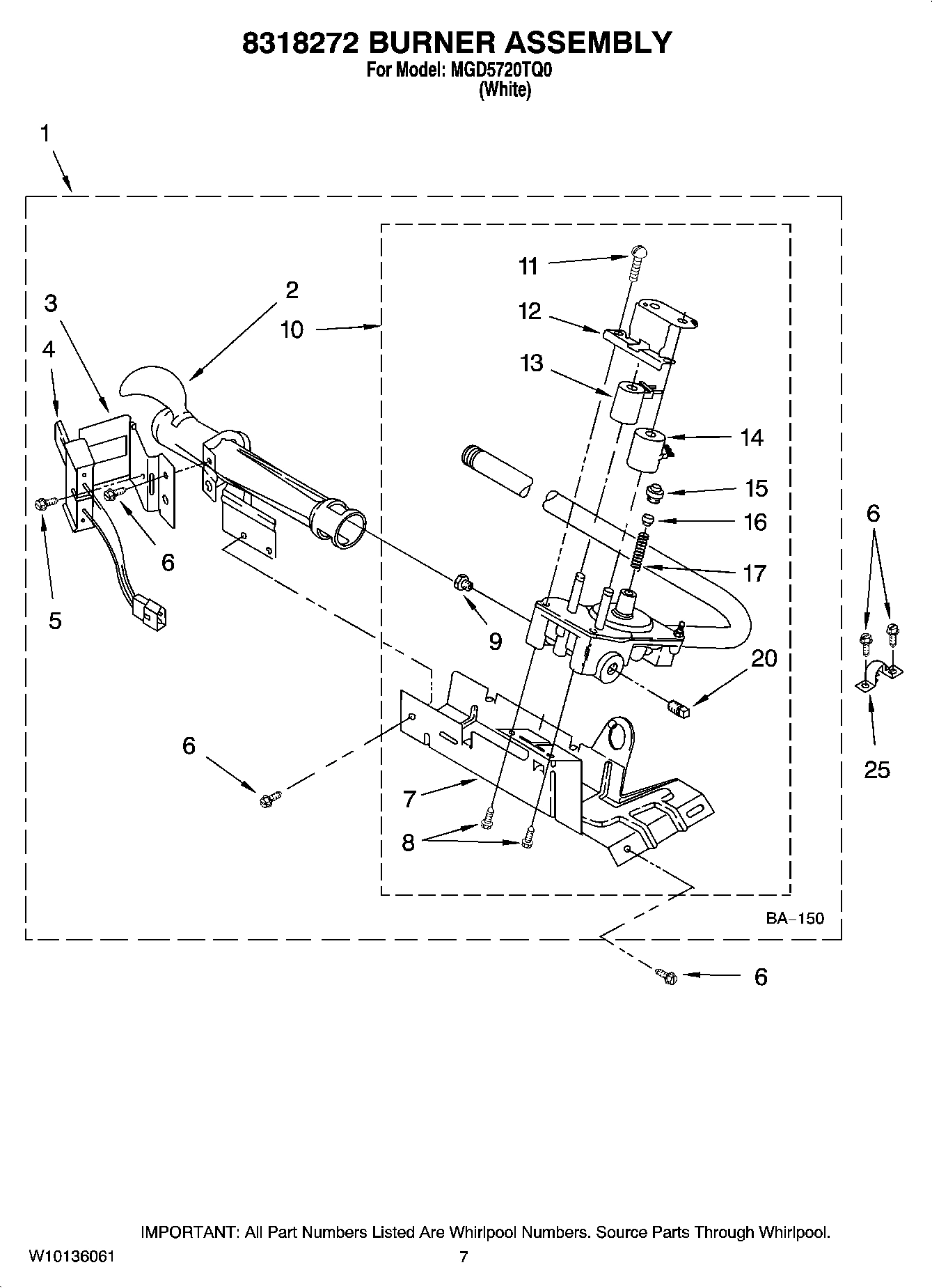 04 - 8318272 BURNER ASSEMBLY, OPTIONAL PARTS (NOT INCLUDED)
