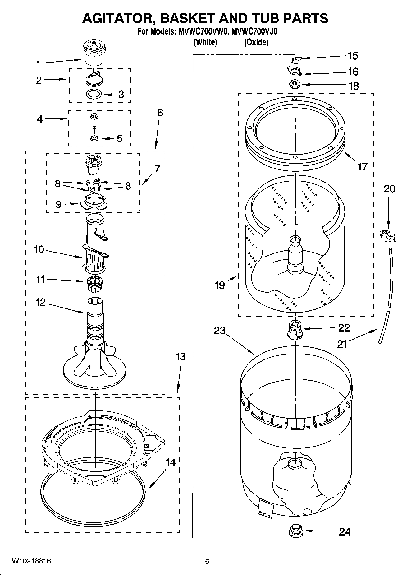 03 - AGITATOR, BASKET AND TUB PARTS