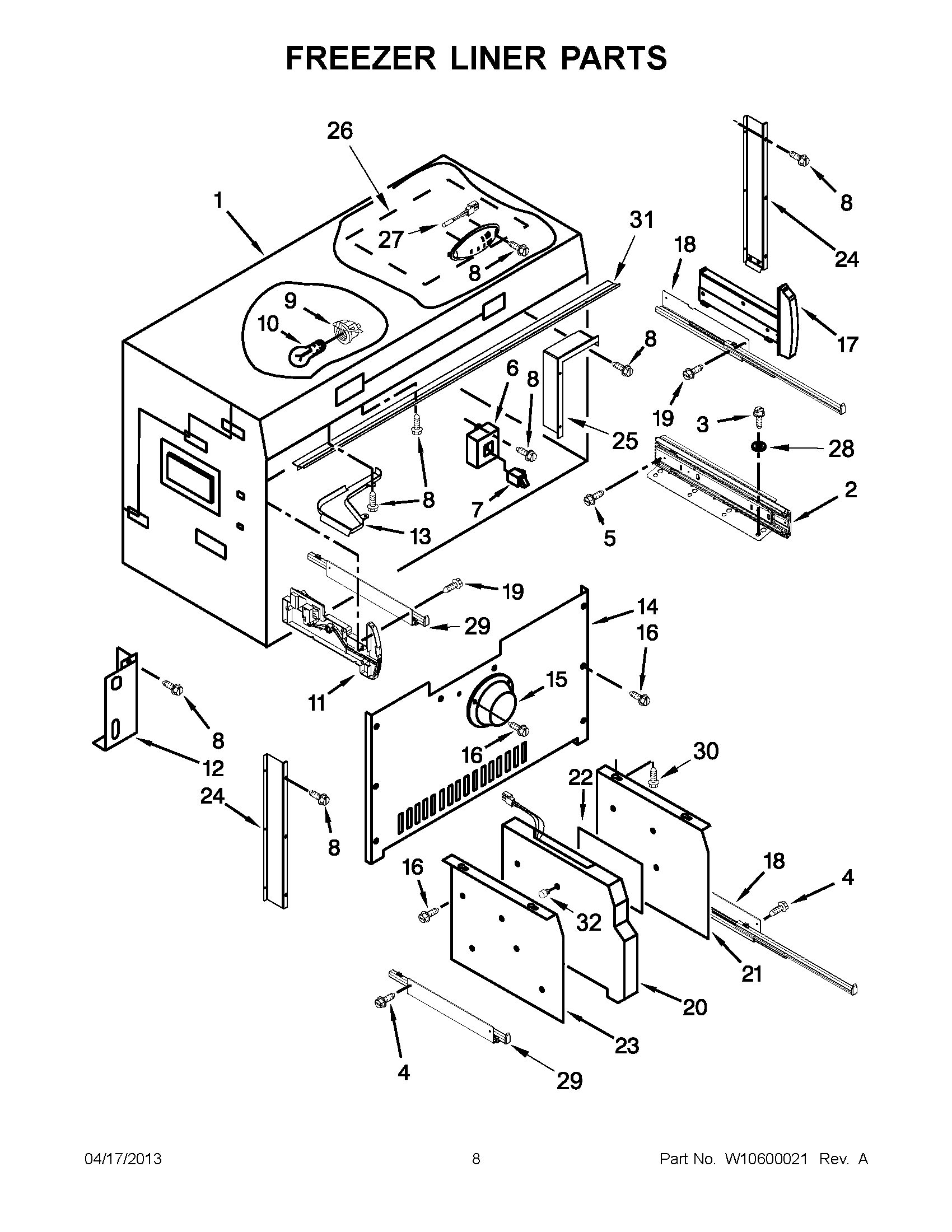04 - FREEZER LINER PARTS