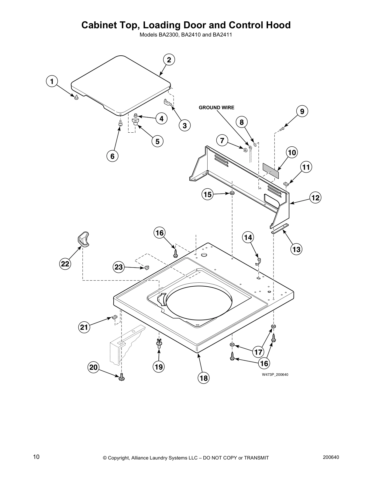 Cabinet Top, Loading Door and Control Hood