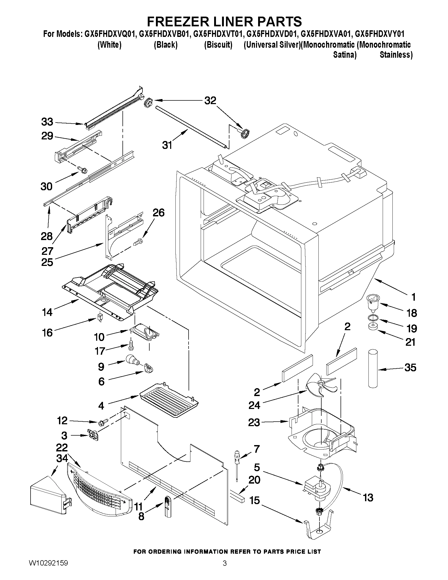 02 - FREEZER LINER PARTS