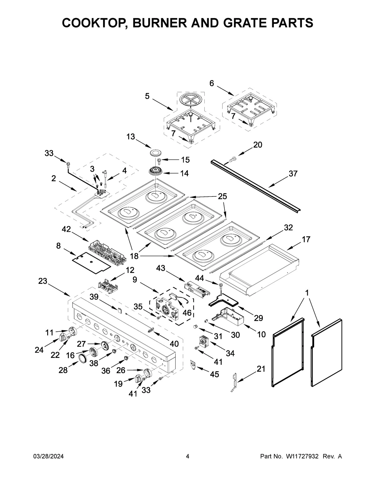 03 - COOKTOP, BURNER AND GRATE PARTS