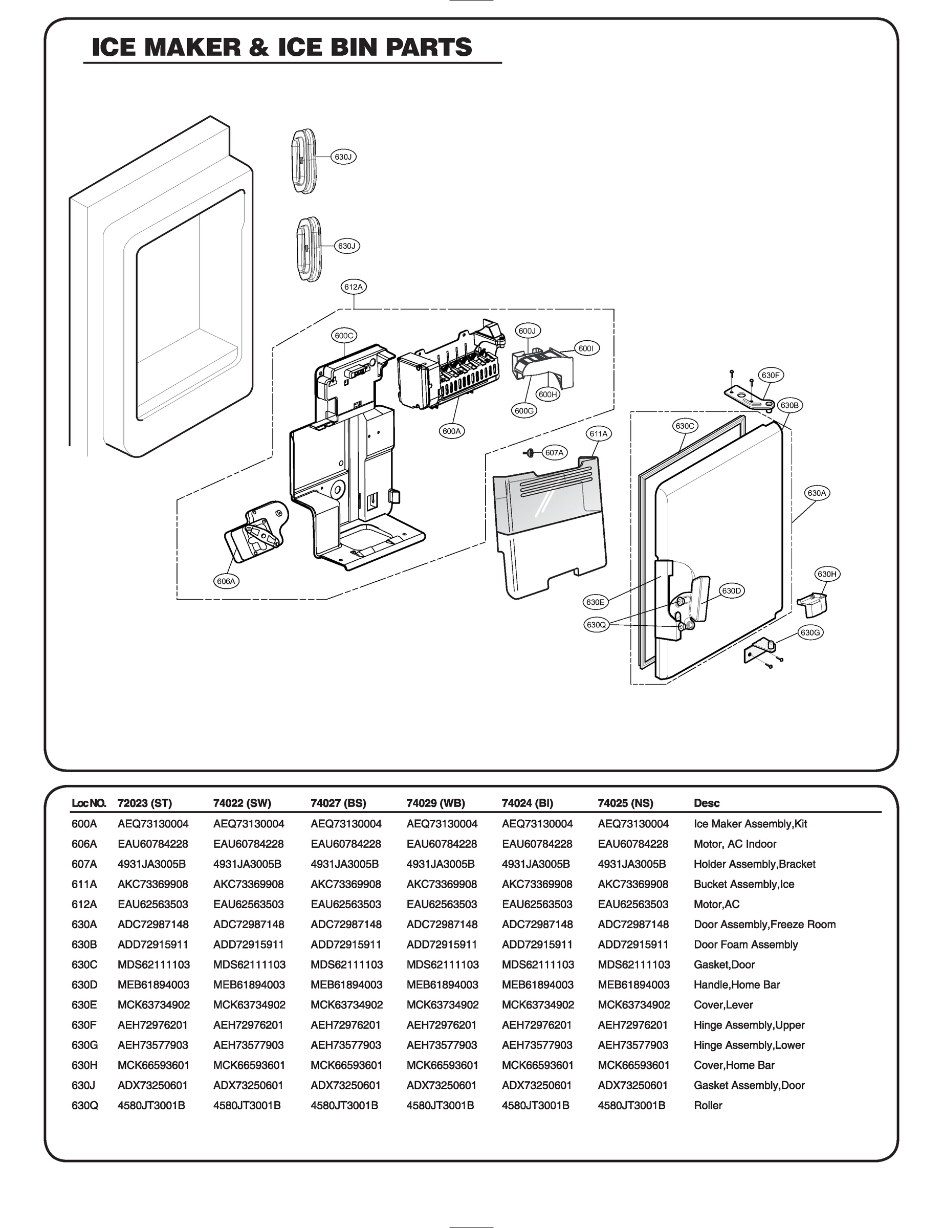 ICEMAKER & ICE BIN PARTS
