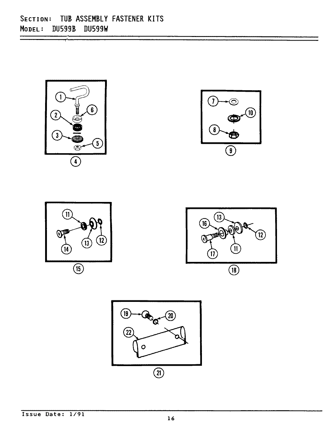 09 - TUB ASSEMBLY FASTENER KITS