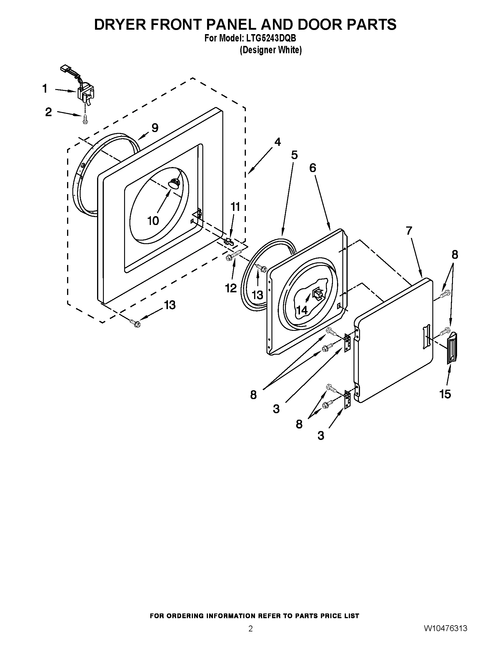 02 - DRYER FRONT PANEL AND DOOR PARTS