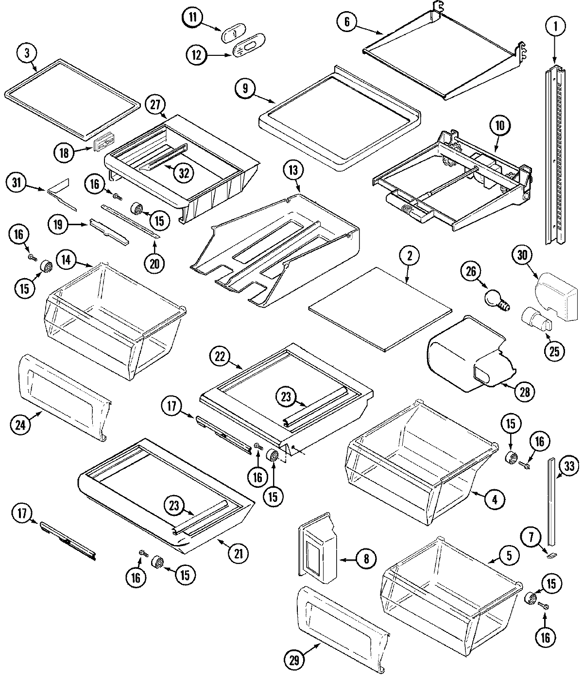 11 - SHELVES & ACCESSORIES (BISQUE)
