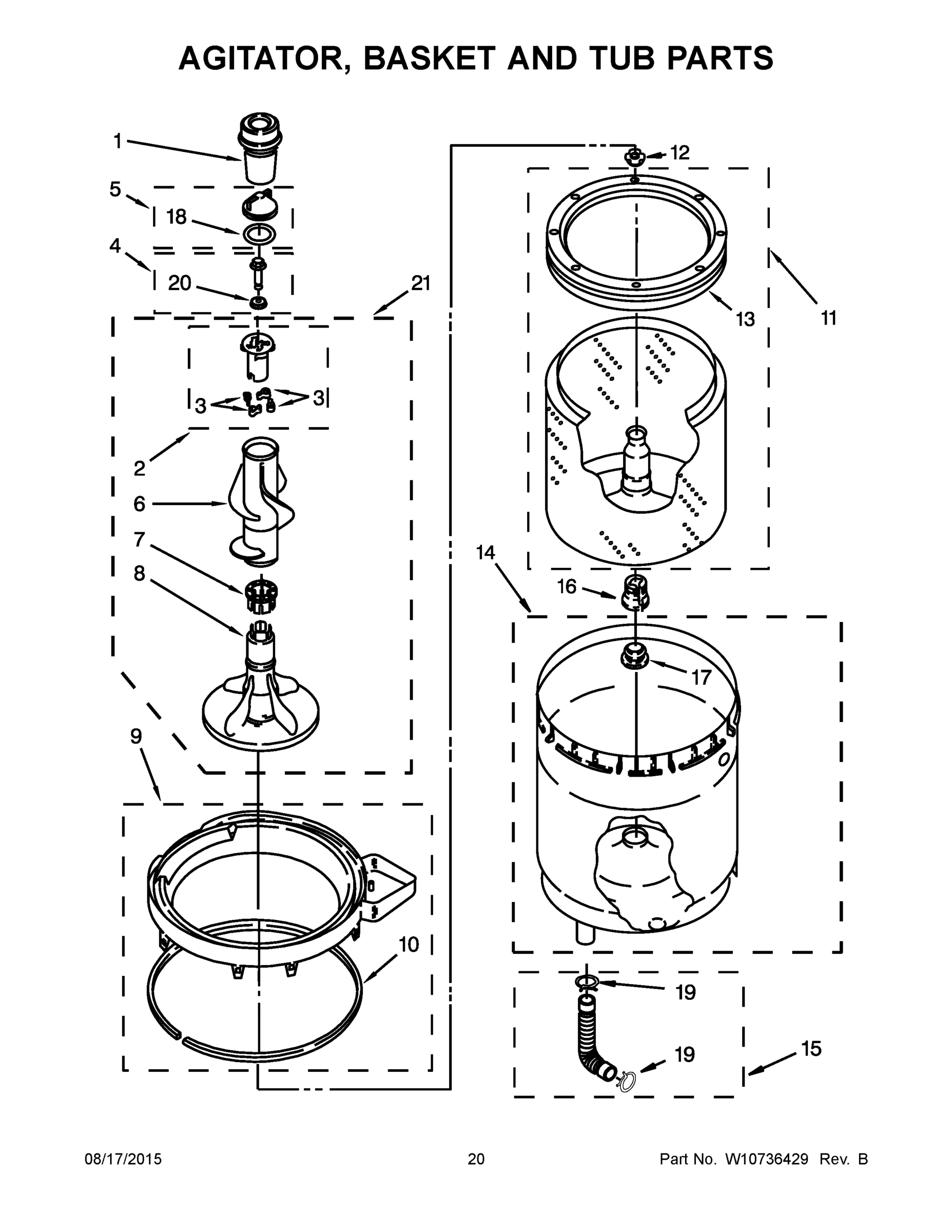 11 - AGITATOR, BASKET AND TUB PARTS