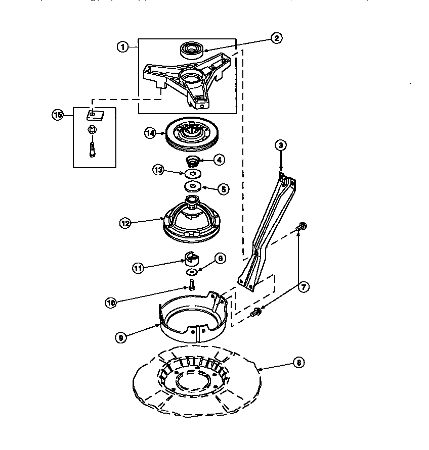 04 - BRG HSG/BRAKE PULLEY & PIVOT DOME
