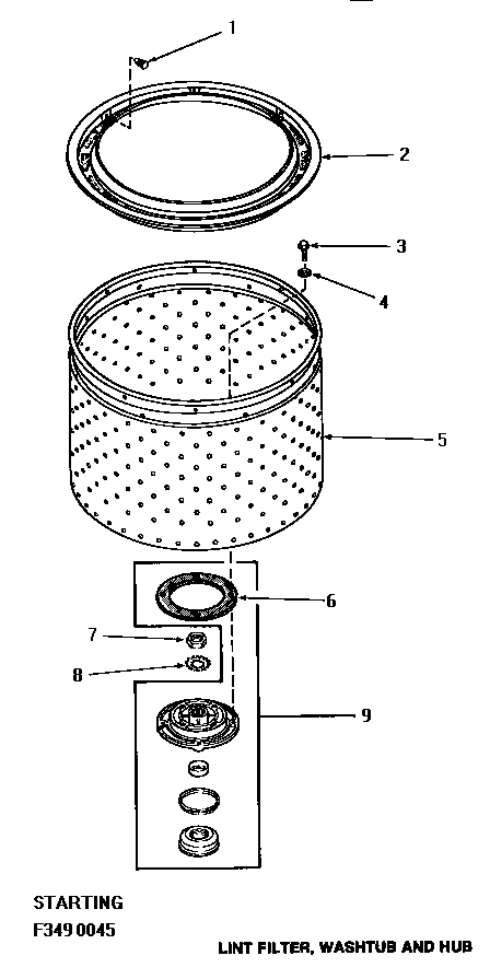 11 - LINT FILTER, WASHTUB & HUB