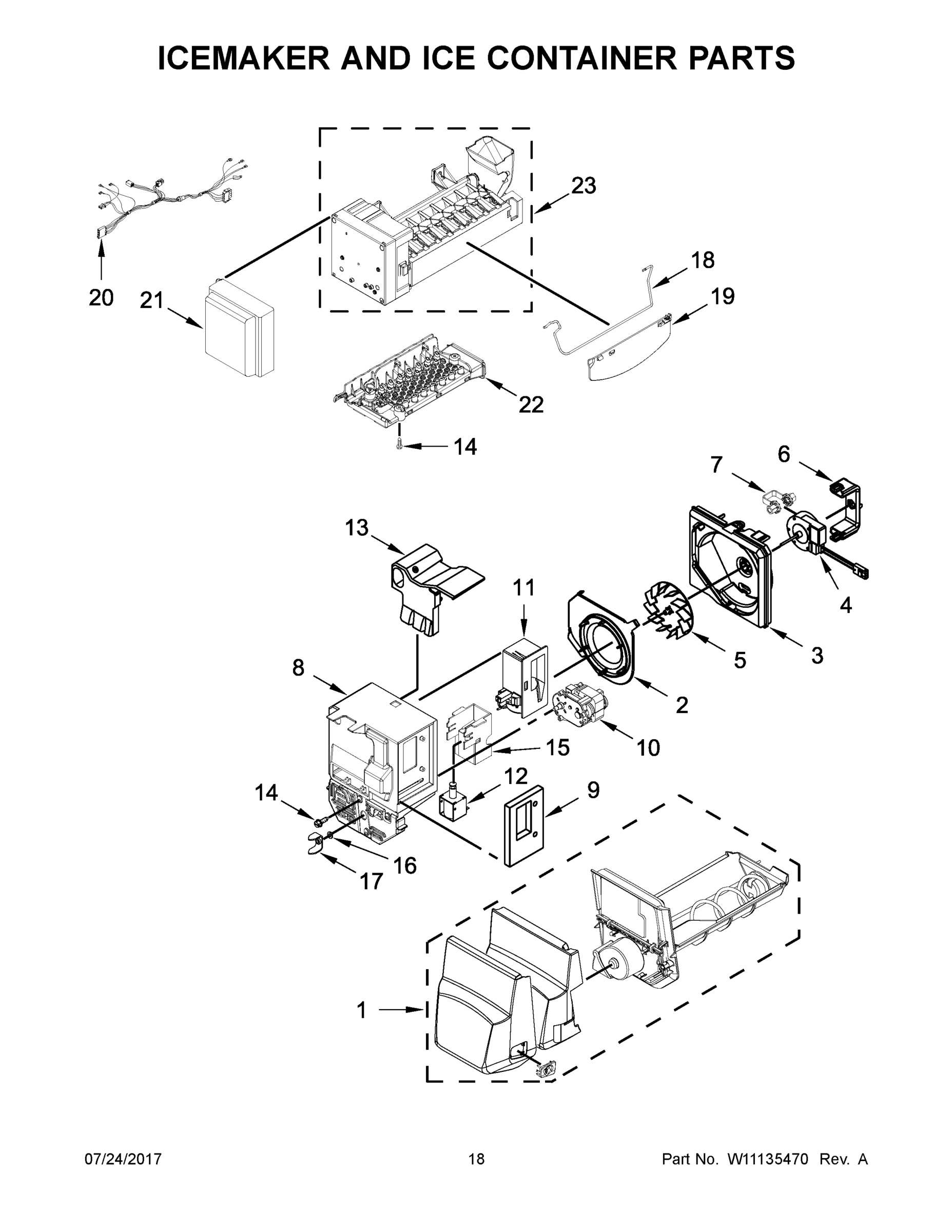10 - ICEMAKER AND ICE CONTAINER PARTS