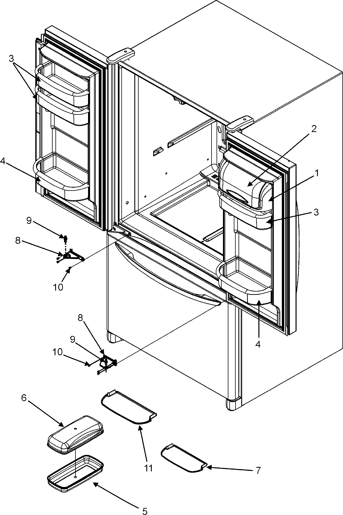 12 - REF DR STORAGE & CENTER HINGES