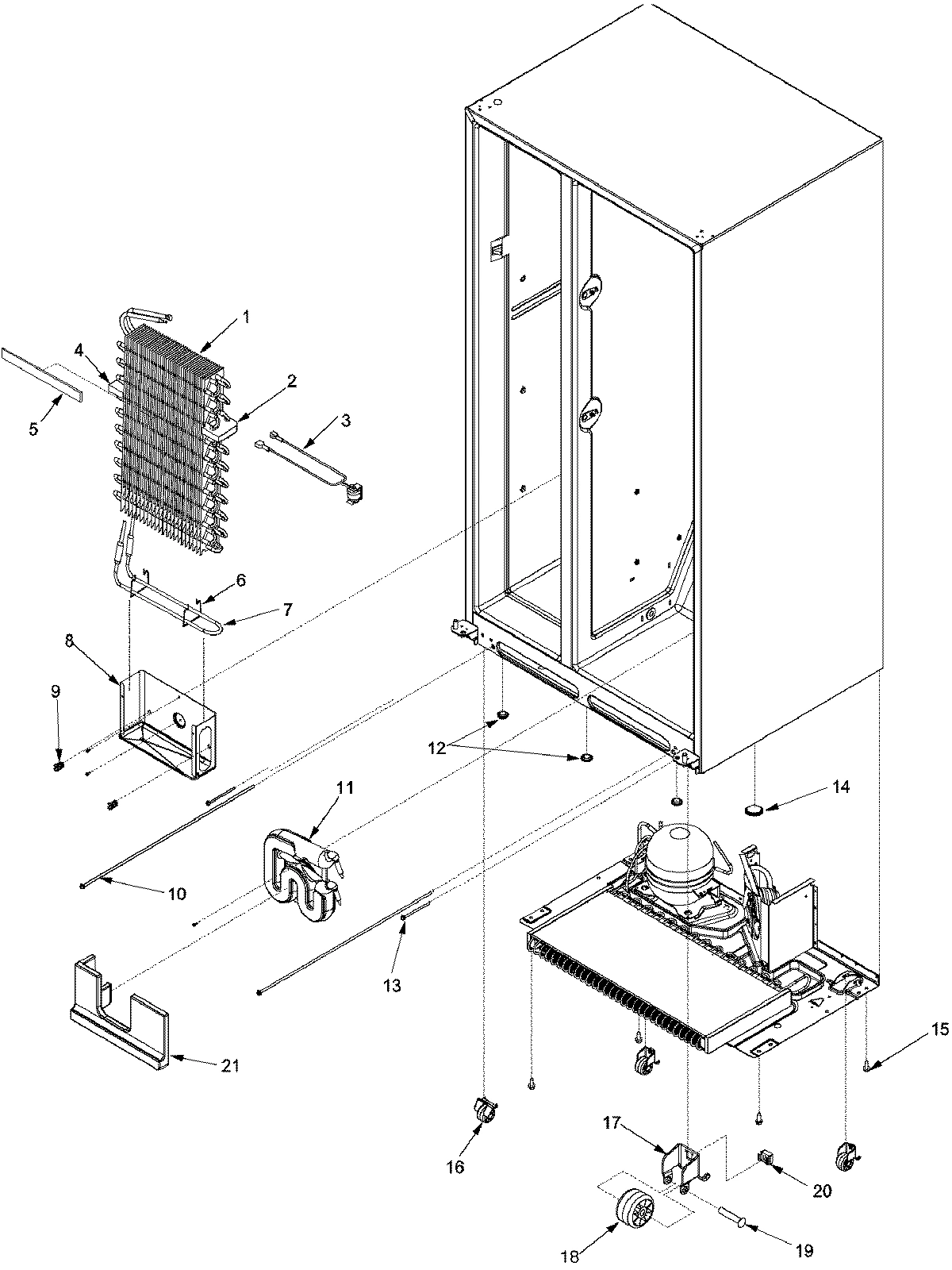 11 - EVAPORATOR ASSY AND ROLLERS