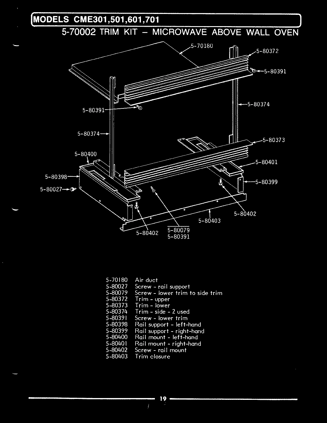 09 - TRIM KIT (ABOVE WALL OVEN)