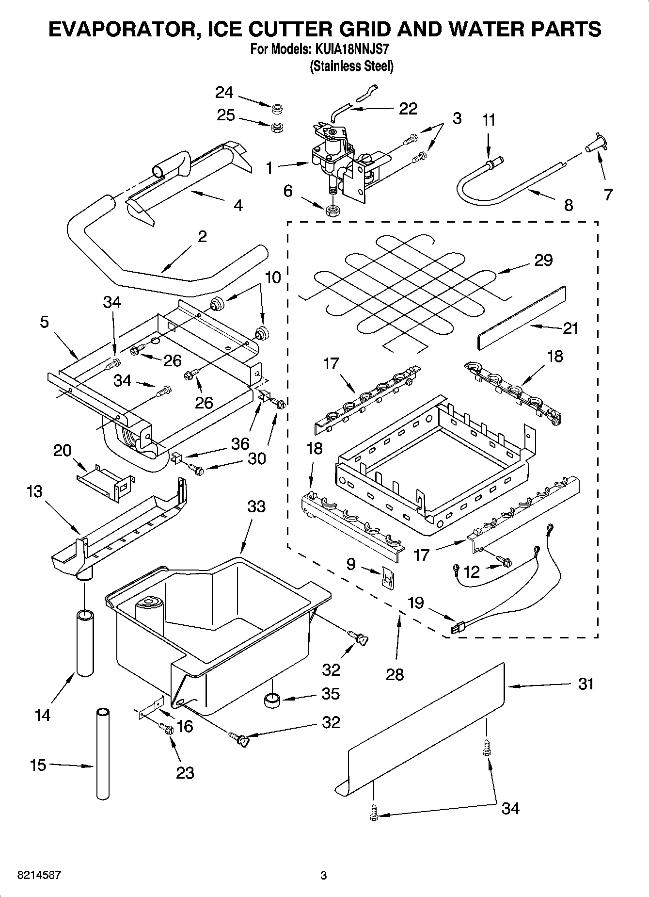 02 - EVAPORATOR, ICE CUTTER GRID AND WATER PARTS