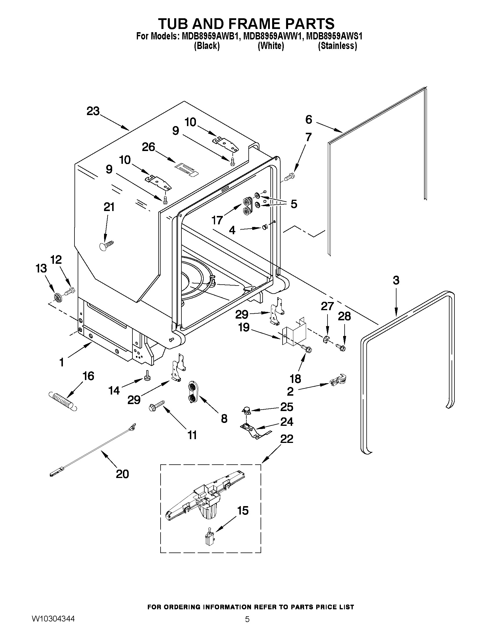 05 - TUB AND FRAME PARTS