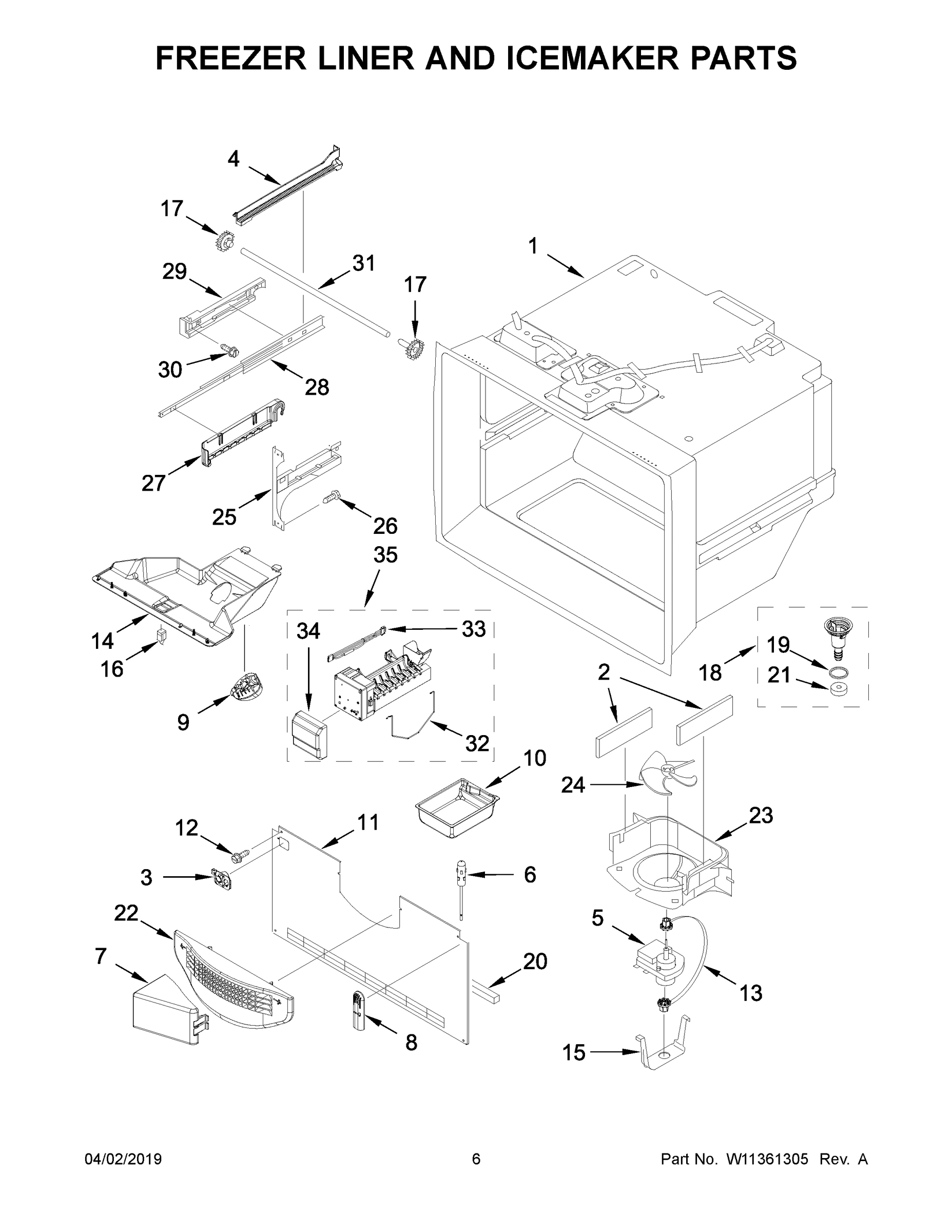 04 - FREEZER LINER AND ICEMAKER PARTS