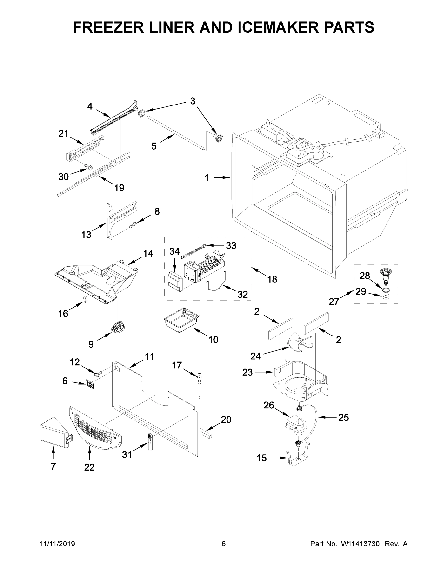 04 - FREEZER LINER AND ICEMAKER PARTS