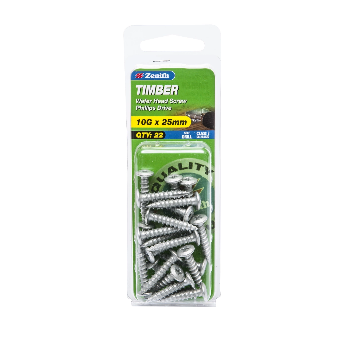 ZENITH® 10G x 25mm Class 3 Galvanised Timber Screws – 22 Pack