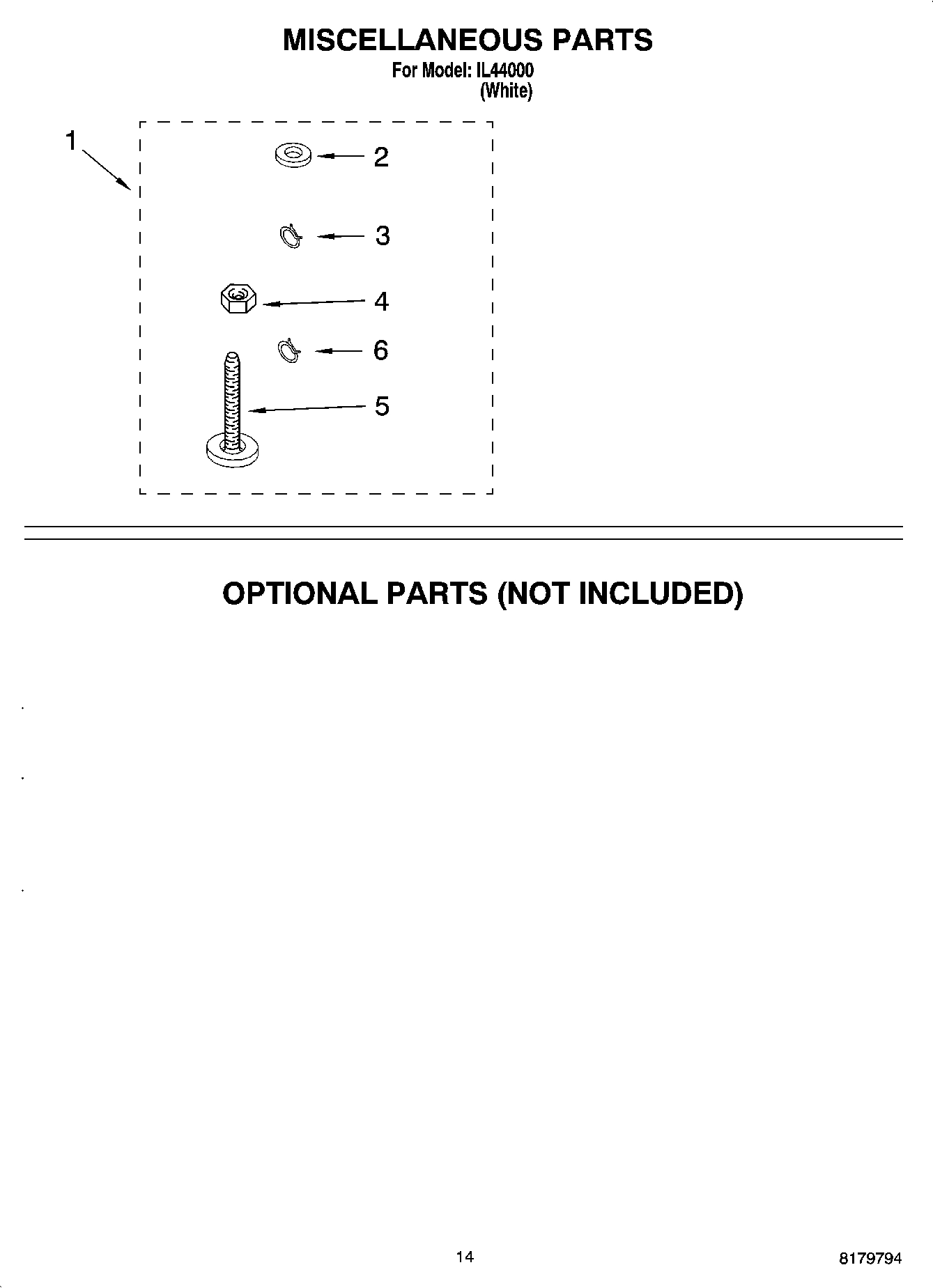 10 - MISCELLANEOUS PARTS, OPTIONAL PARTS (NOT INCLUDED)