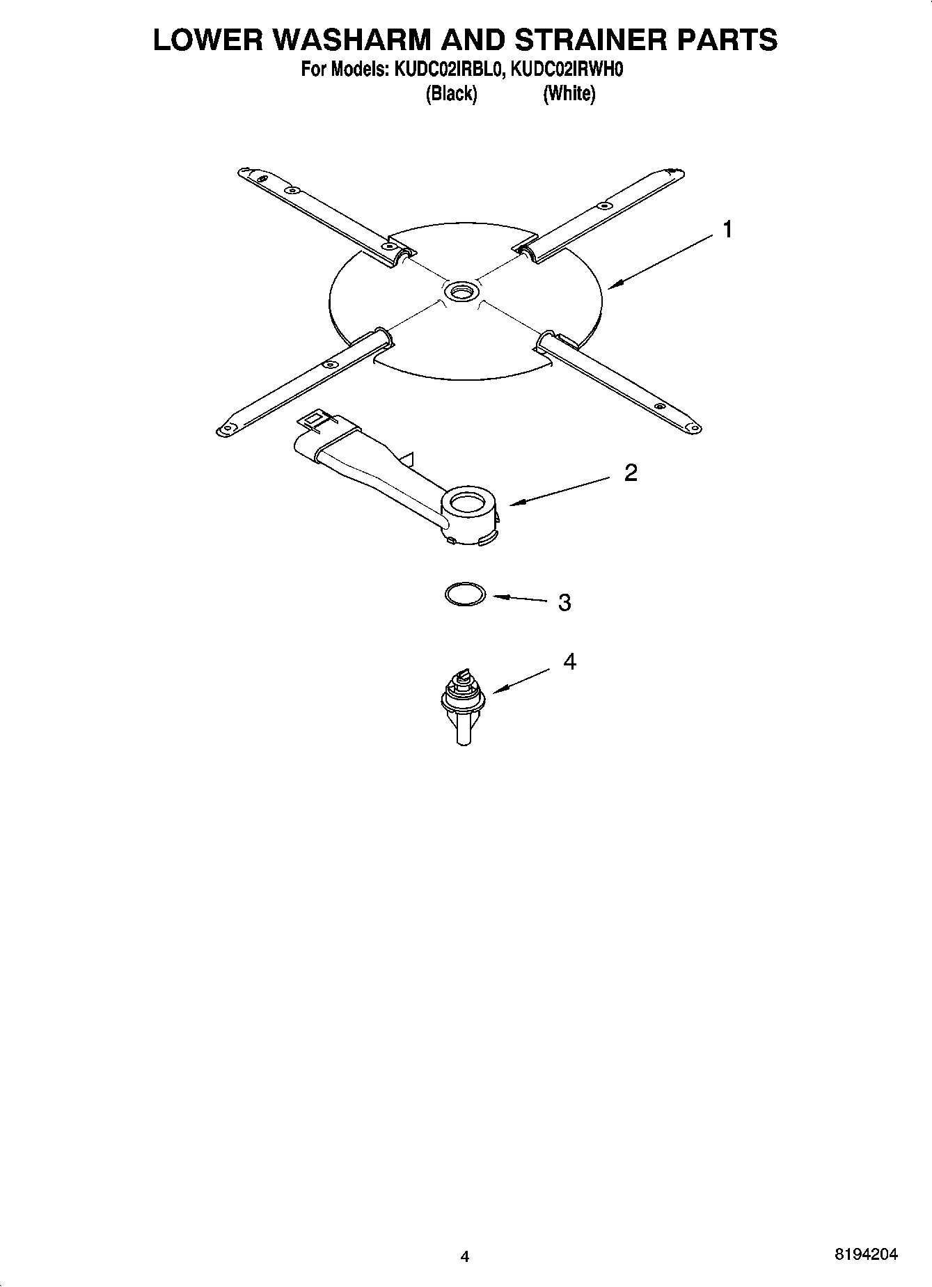 04 - LOWER WASHARM AND STRAINER PARTS