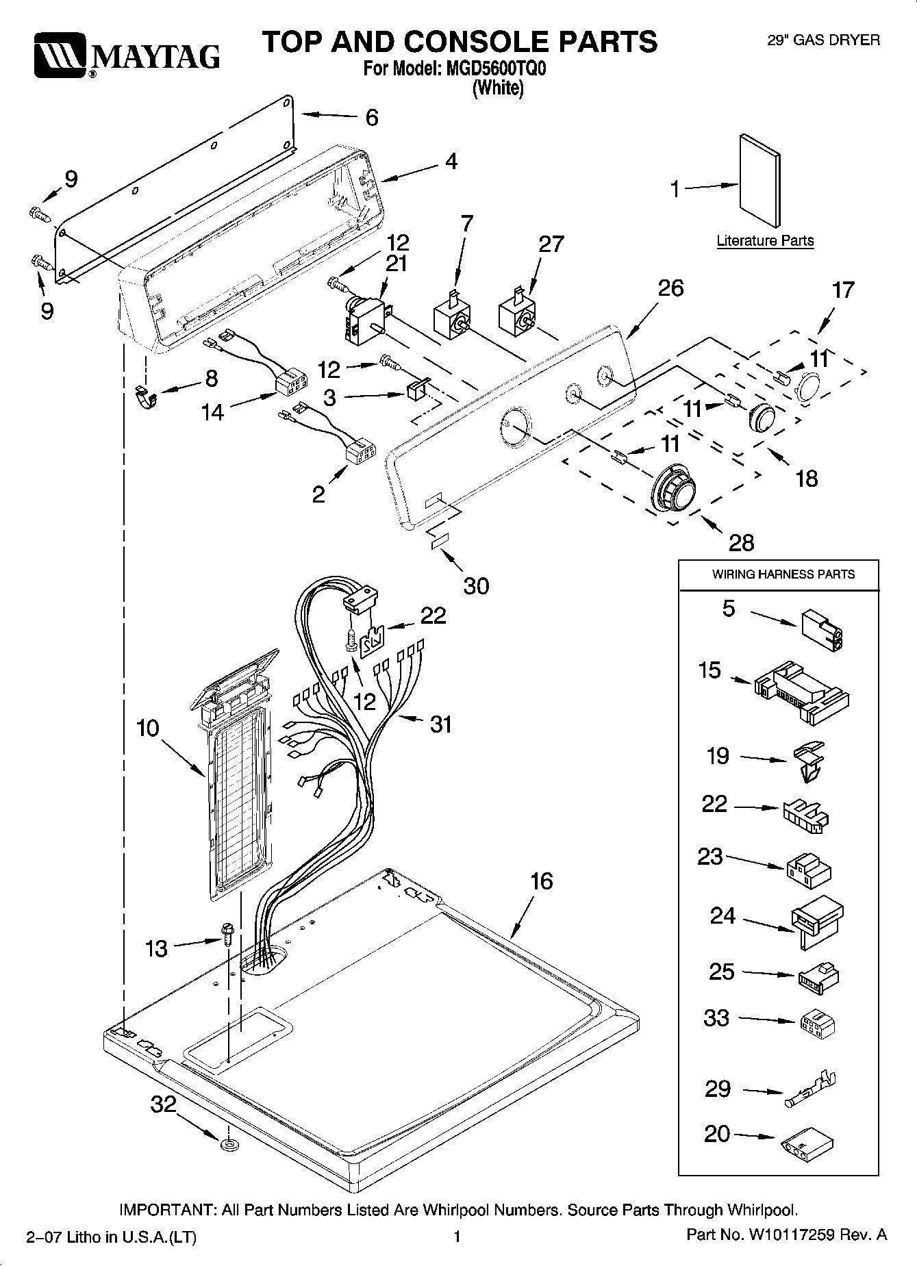 01 - TOP AND CONSOLE PARTS